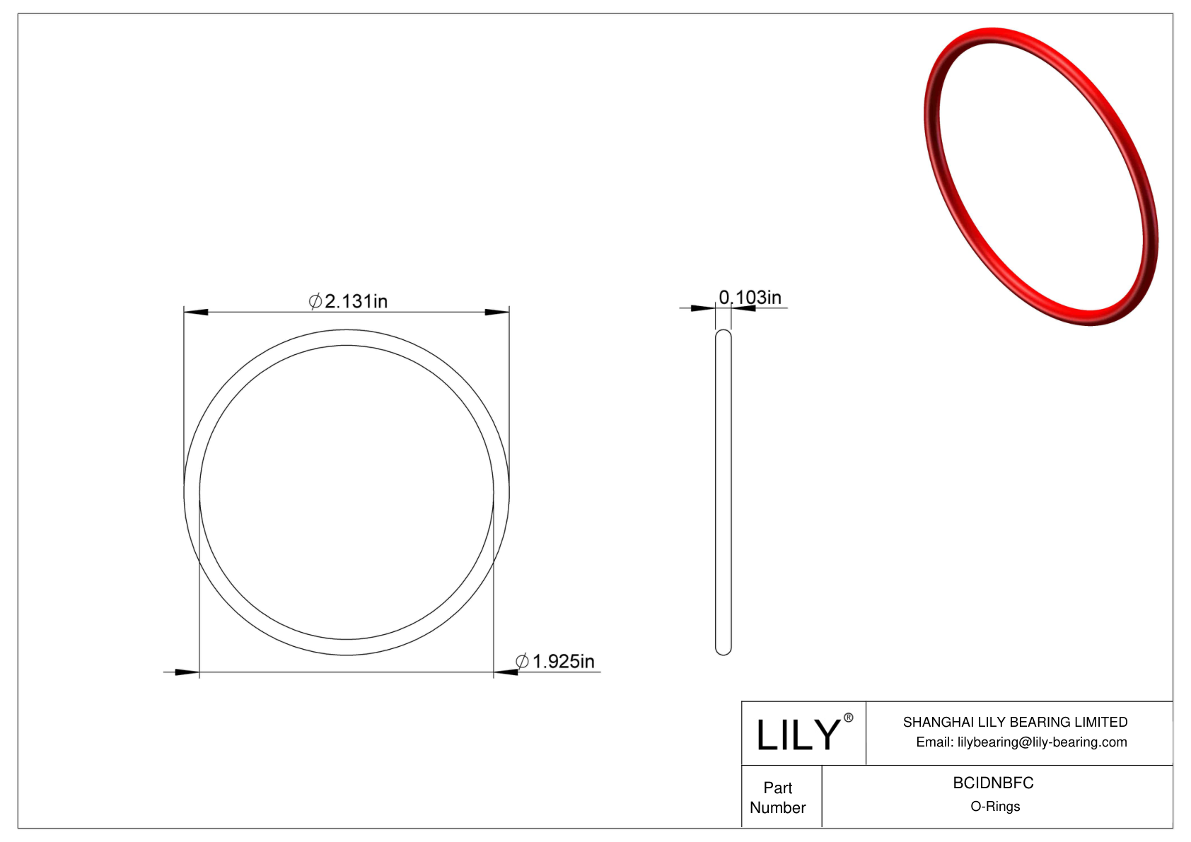 BCIDNBFC High Temperature O-Rings Round cad drawing