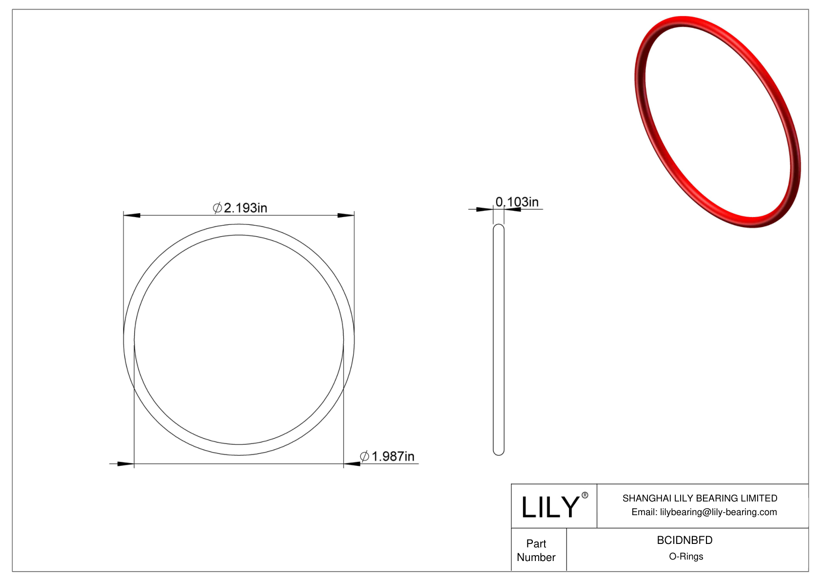 BCIDNBFD High Temperature O-Rings Round cad drawing