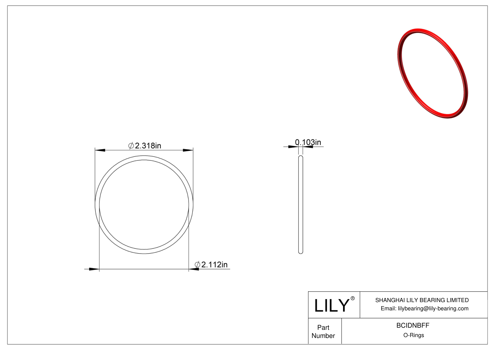 BCIDNBFF High Temperature O-Rings Round cad drawing