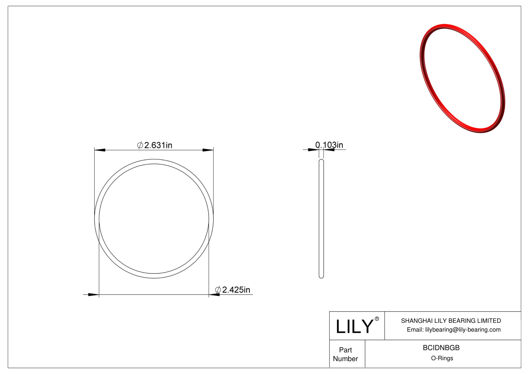 BCIDNBGB High Temperature O-Rings Round cad drawing