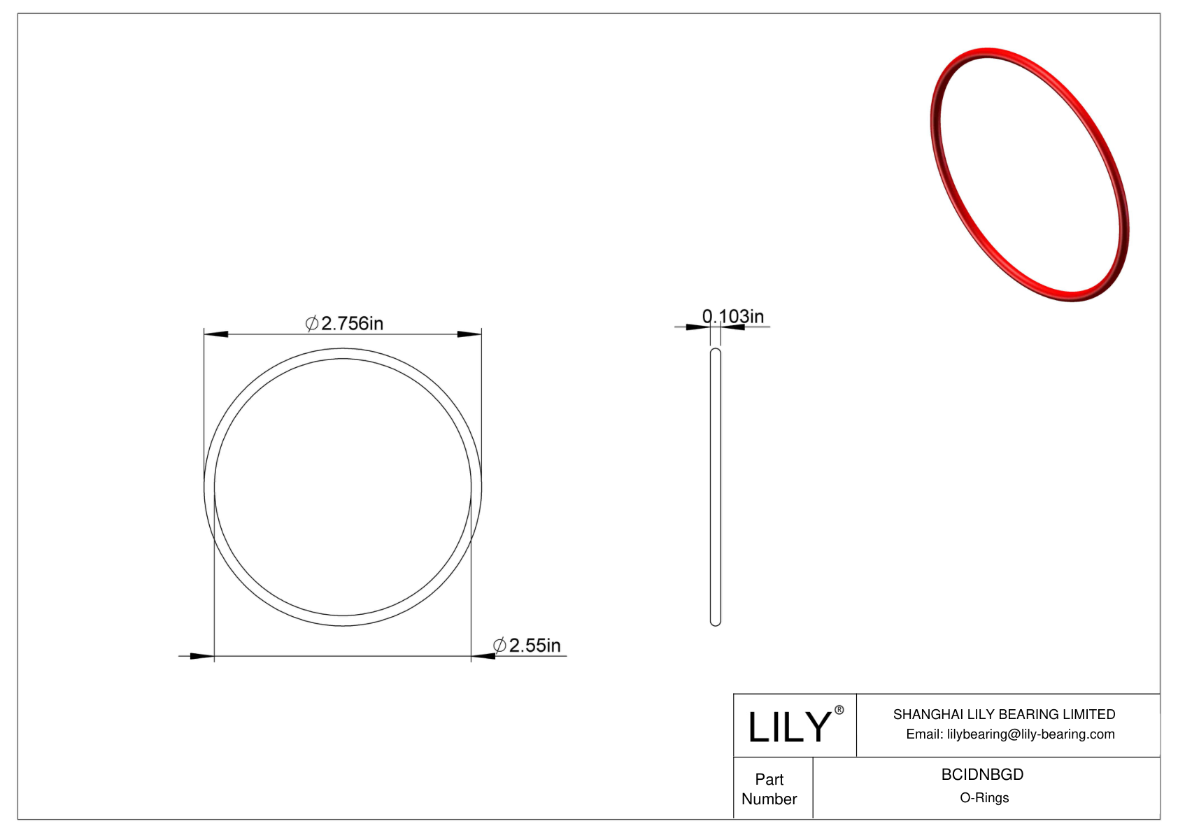 BCIDNBGD High Temperature O-Rings Round cad drawing