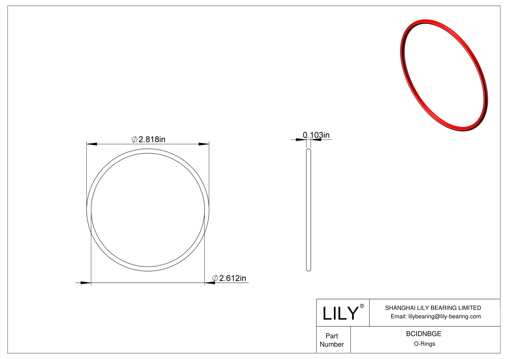 BCIDNBGE High Temperature O-Rings Round cad drawing