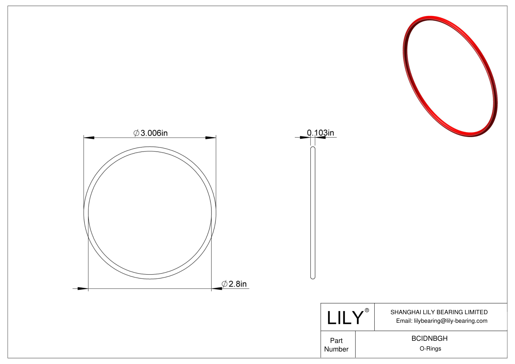 BCIDNBGH High Temperature O-Rings Round cad drawing