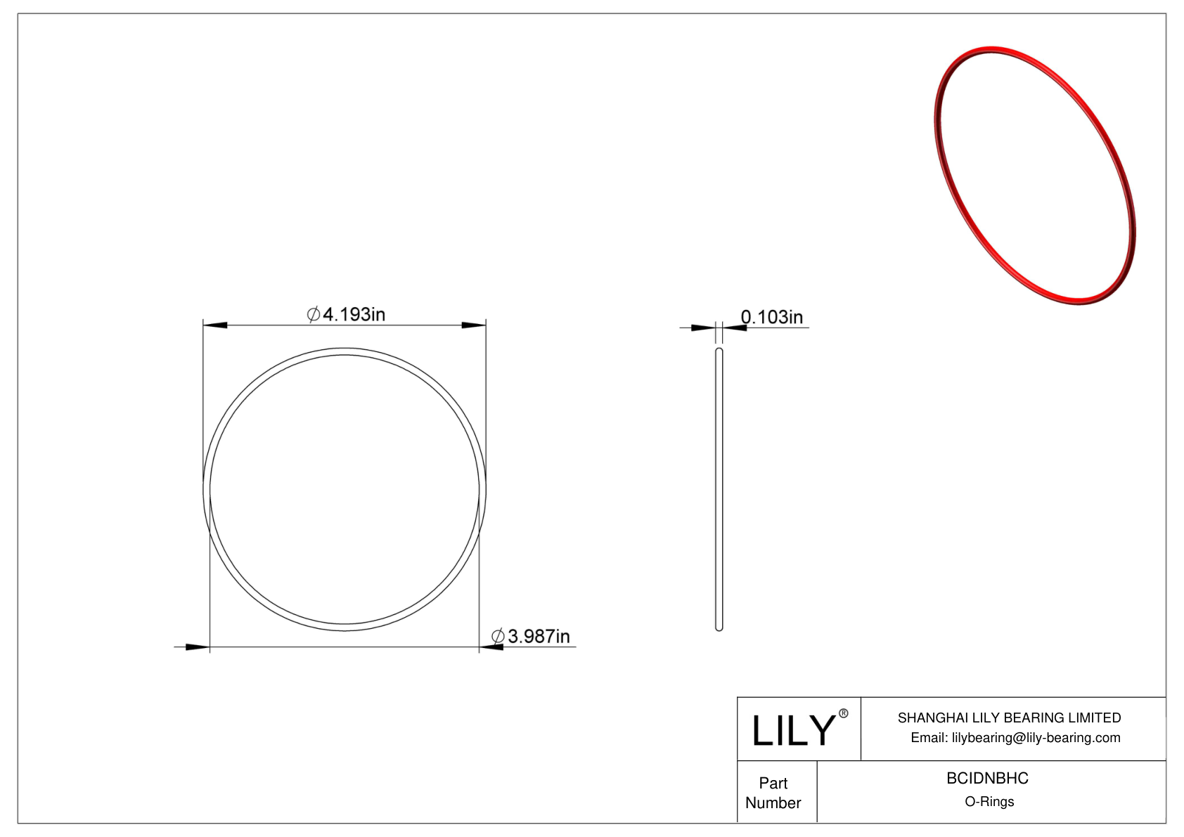 BCIDNBHC High Temperature O-Rings Round cad drawing
