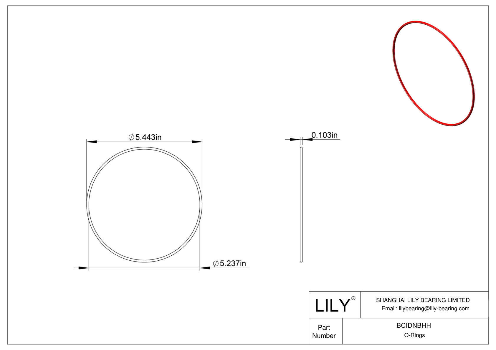 BCIDNBHH High Temperature O-Rings Round cad drawing