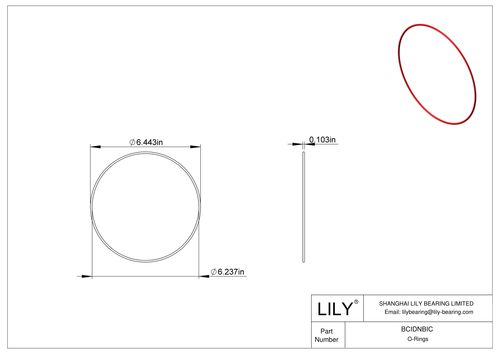 BCIDNBIC High Temperature O-Rings Round cad drawing