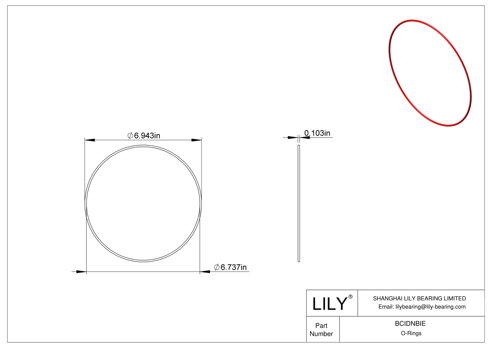 BCIDNBIE High Temperature O-Rings Round cad drawing