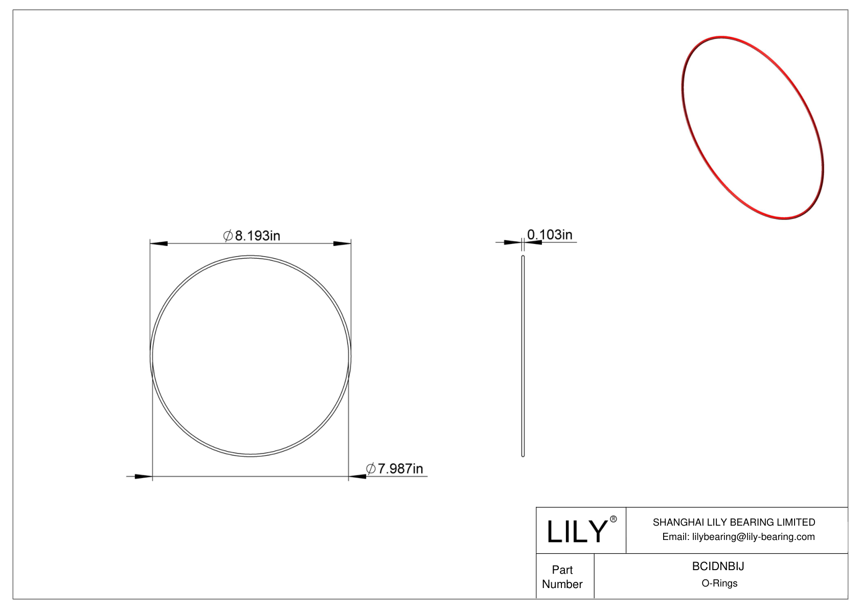 BCIDNBIJ High Temperature O-Rings Round cad drawing