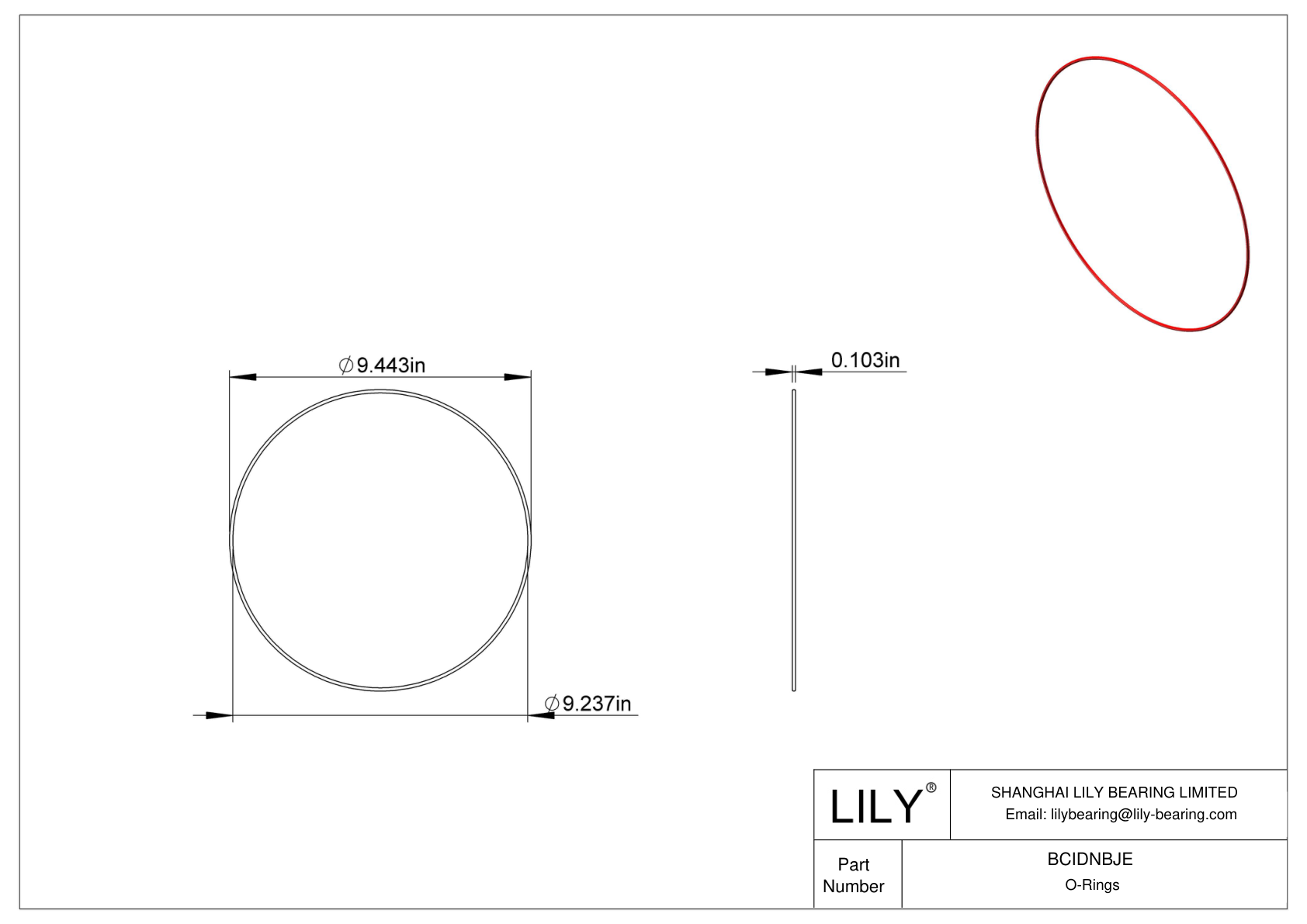 BCIDNBJE High Temperature O-Rings Round cad drawing