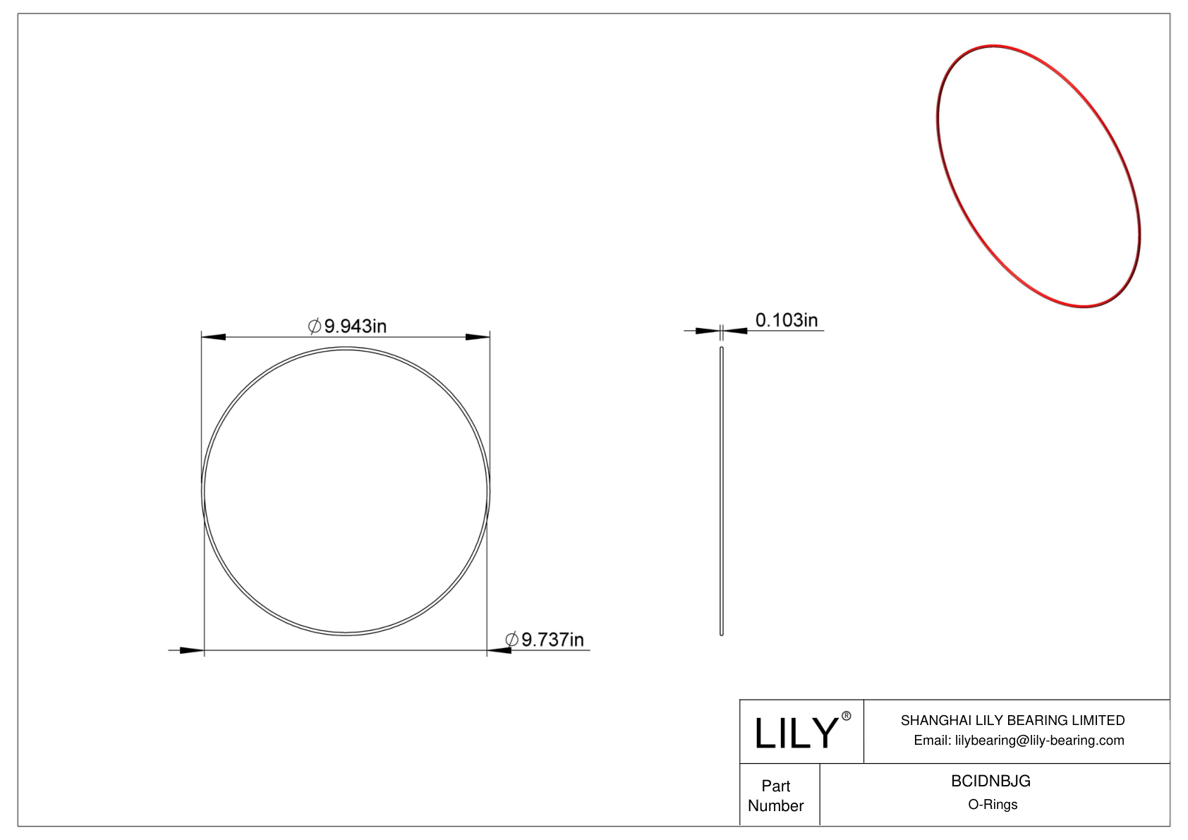 BCIDNBJG High Temperature O-Rings Round cad drawing