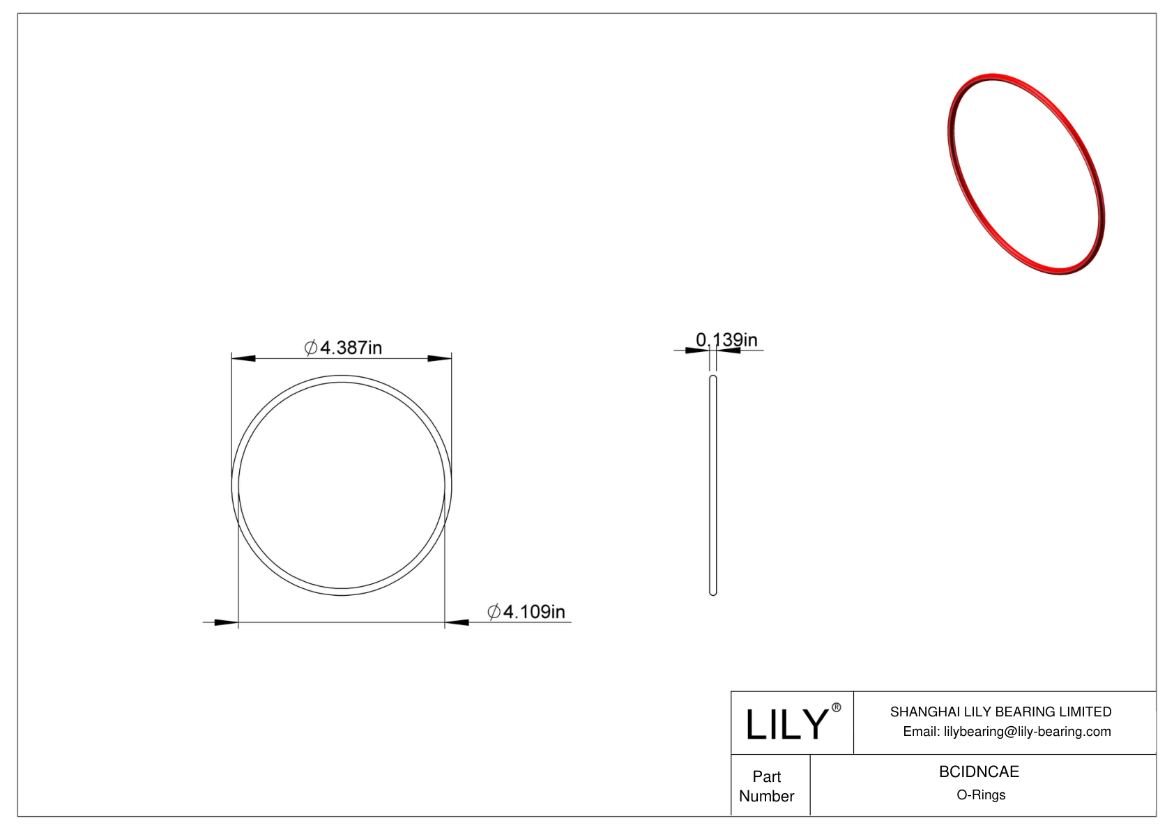 BCIDNCAE High Temperature O-Rings Round cad drawing