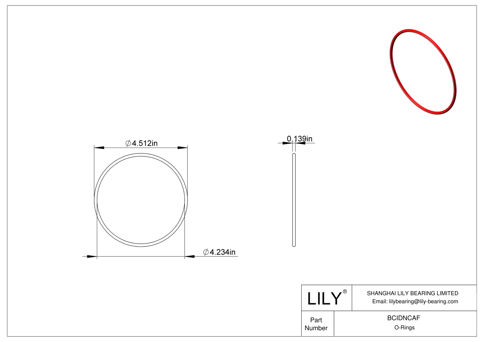 BCIDNCAF High Temperature O-Rings Round cad drawing