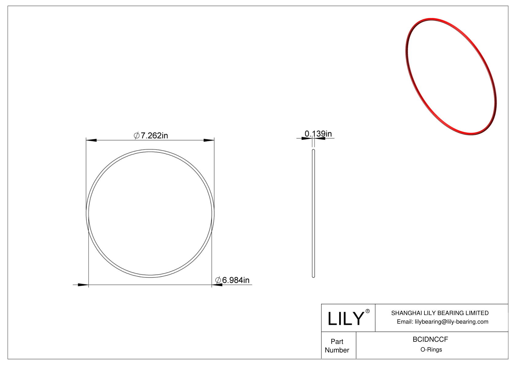 BCIDNCCF High Temperature O-Rings Round cad drawing