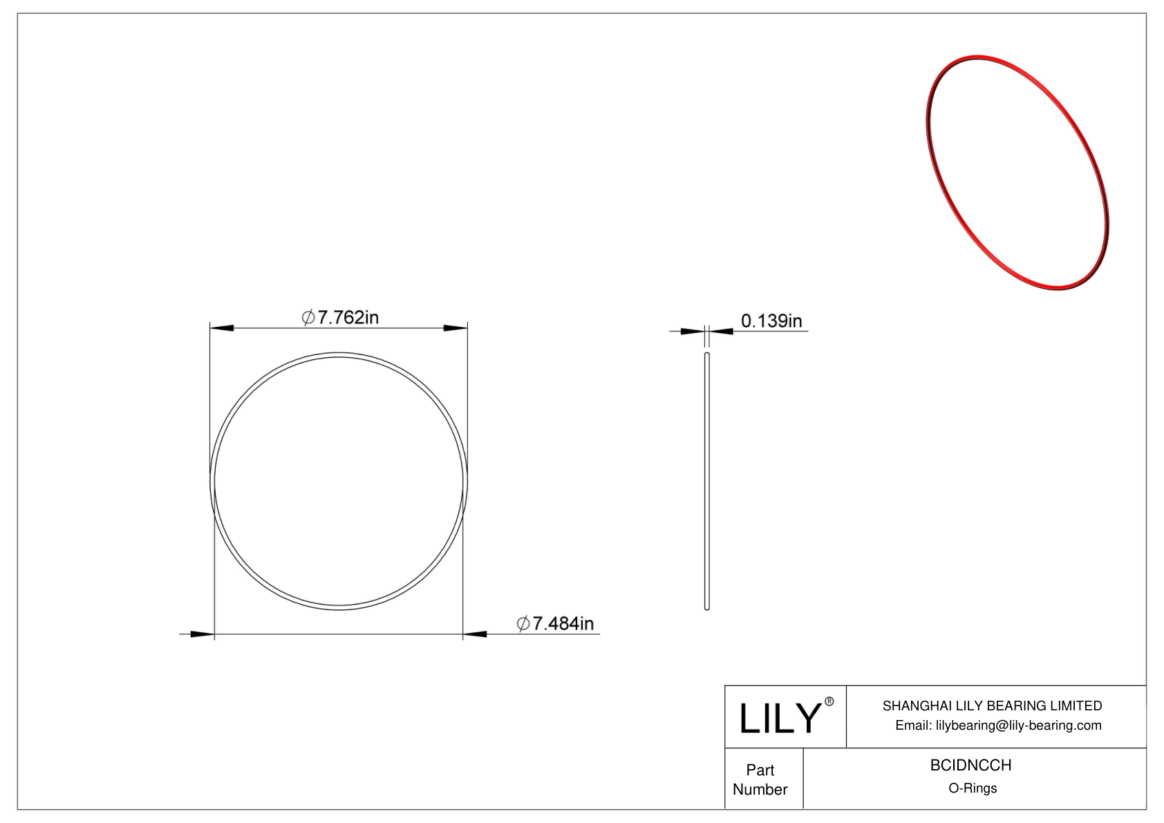 BCIDNCCH High Temperature O-Rings Round cad drawing