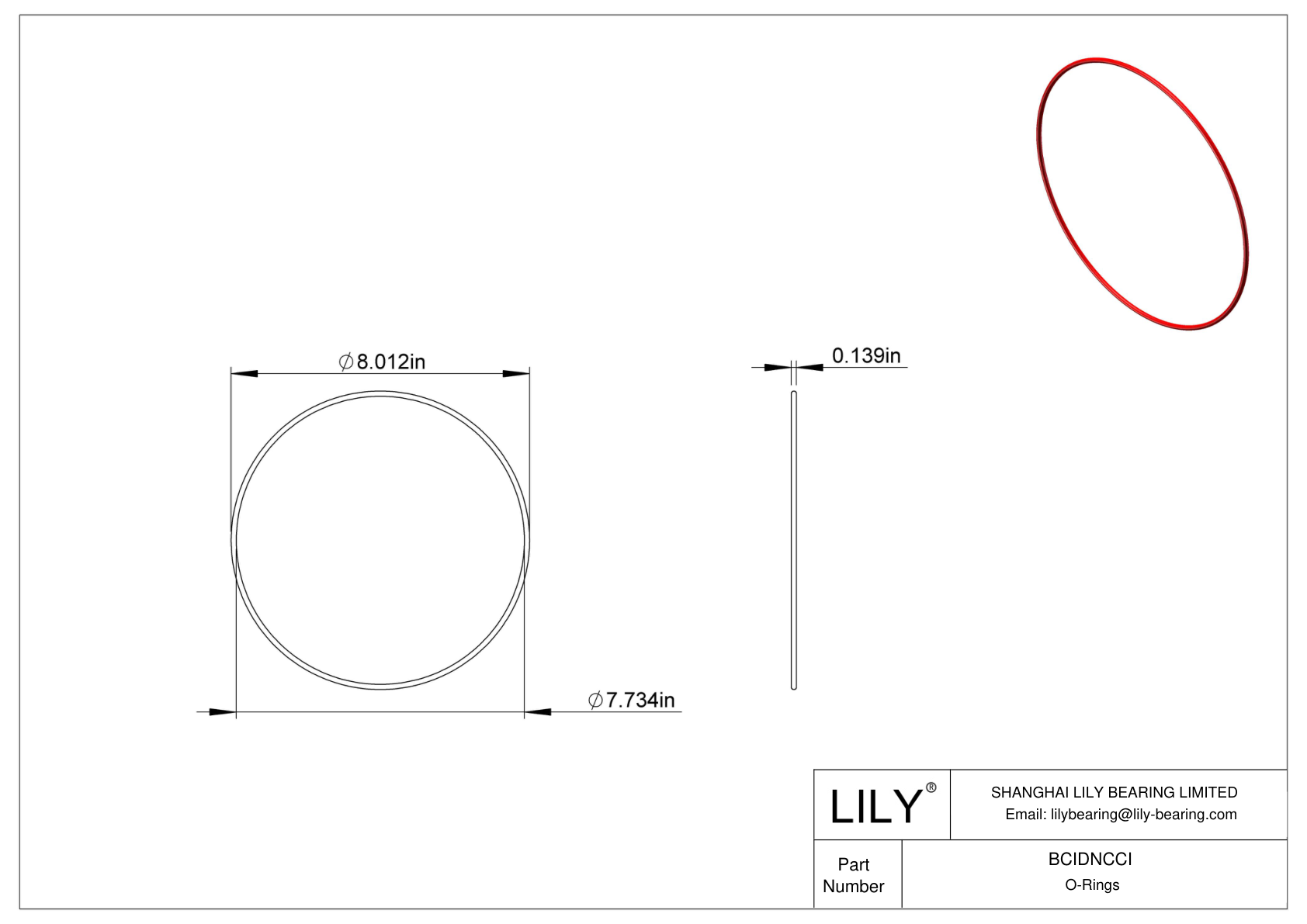 BCIDNCCI High Temperature O-Rings Round cad drawing