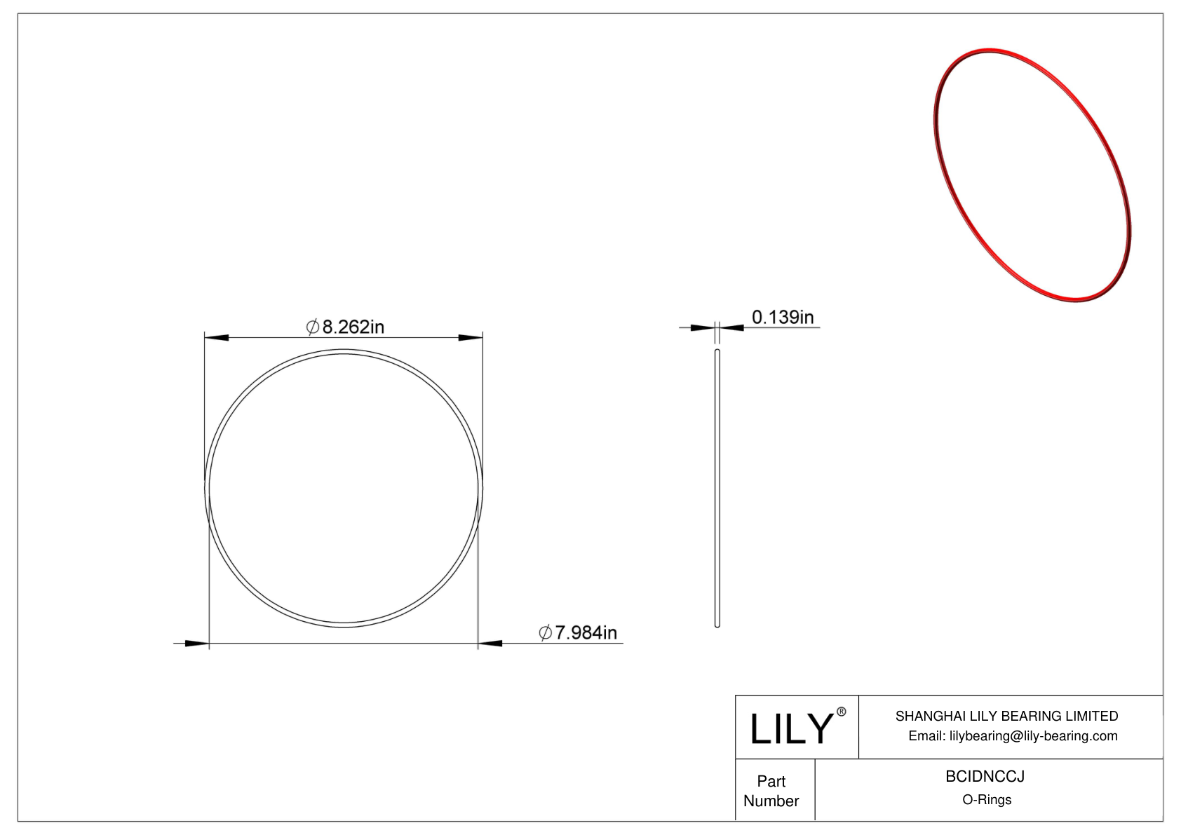 BCIDNCCJ High Temperature O-Rings Round cad drawing