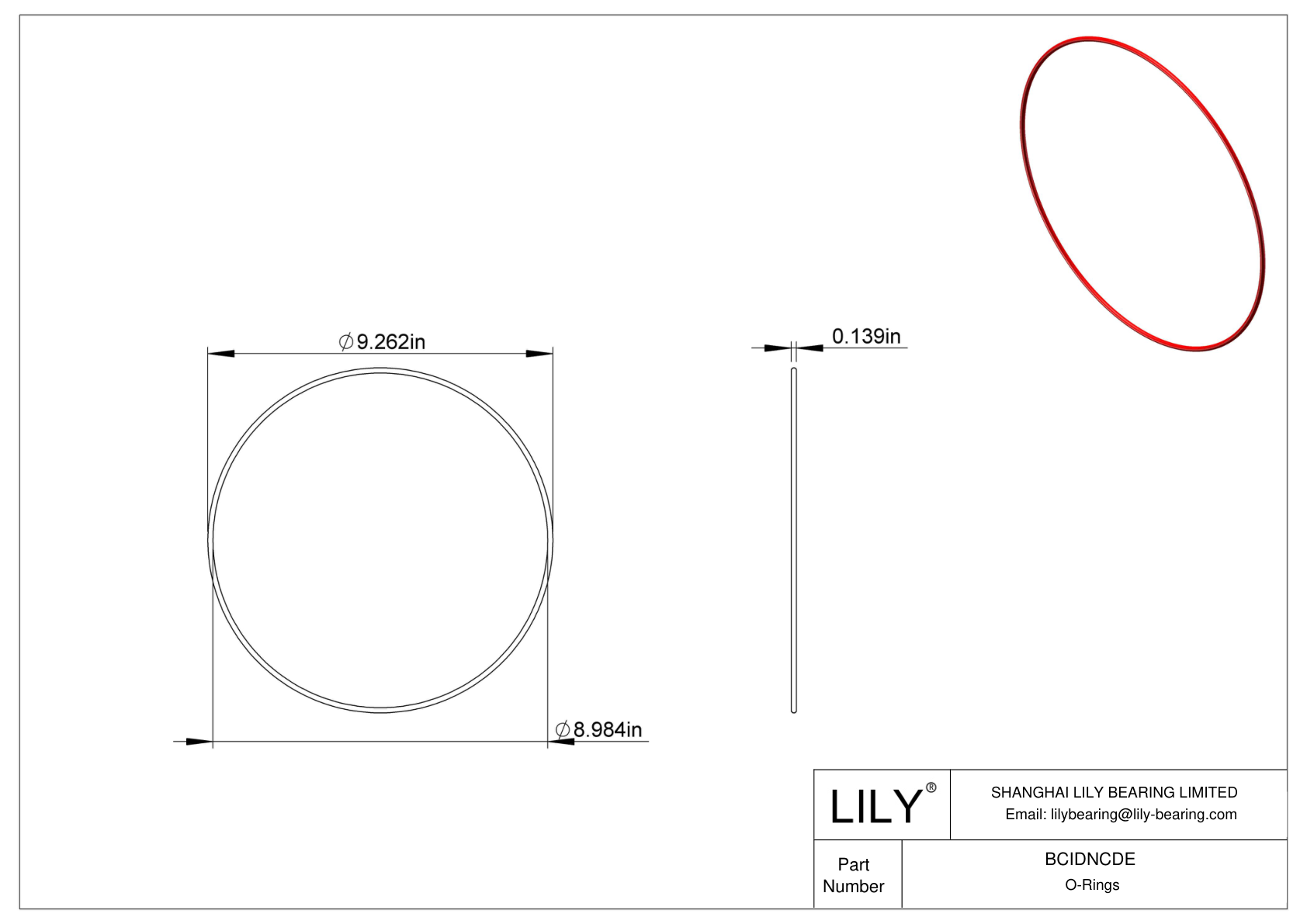 BCIDNCDE High Temperature O-Rings Round cad drawing