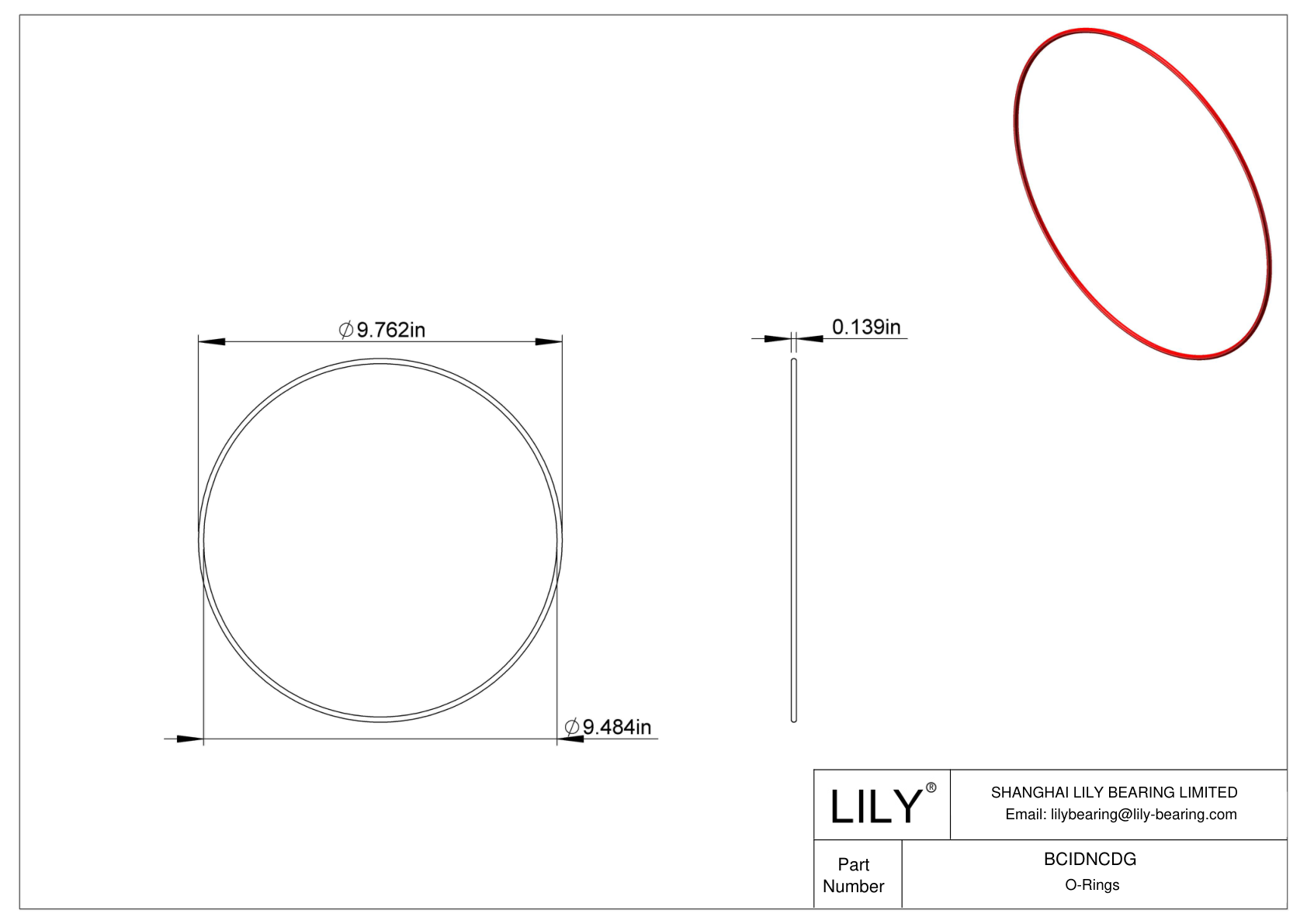 BCIDNCDG High Temperature O-Rings Round cad drawing