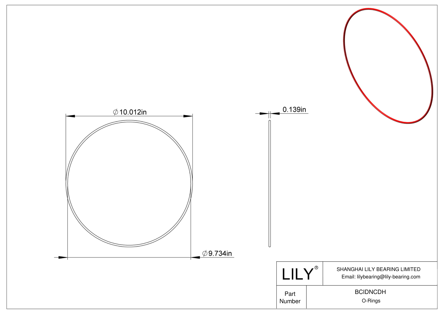 BCIDNCDH High Temperature O-Rings Round cad drawing