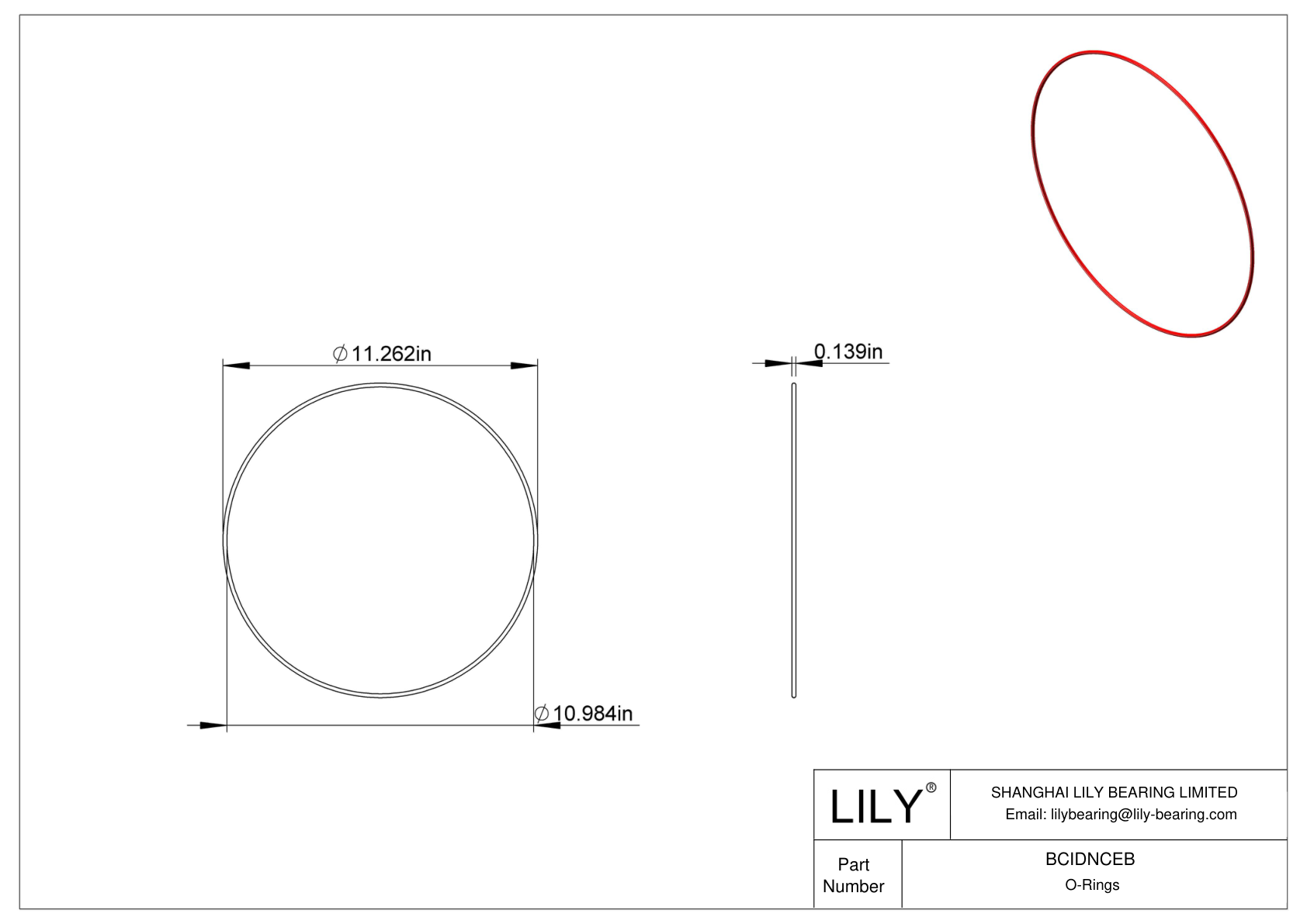 BCIDNCEB High Temperature O-Rings Round cad drawing