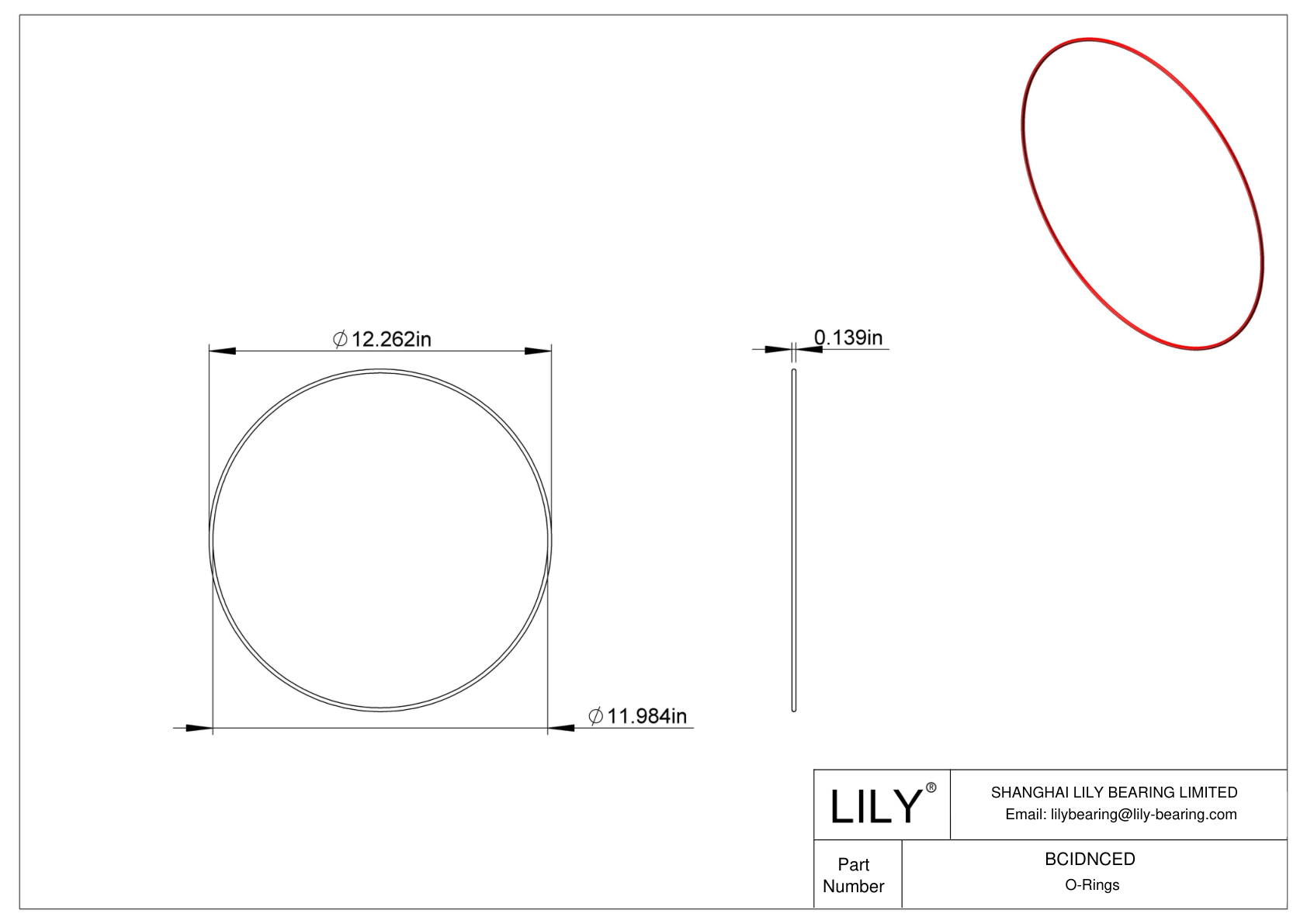 BCIDNCED High Temperature O-Rings Round cad drawing