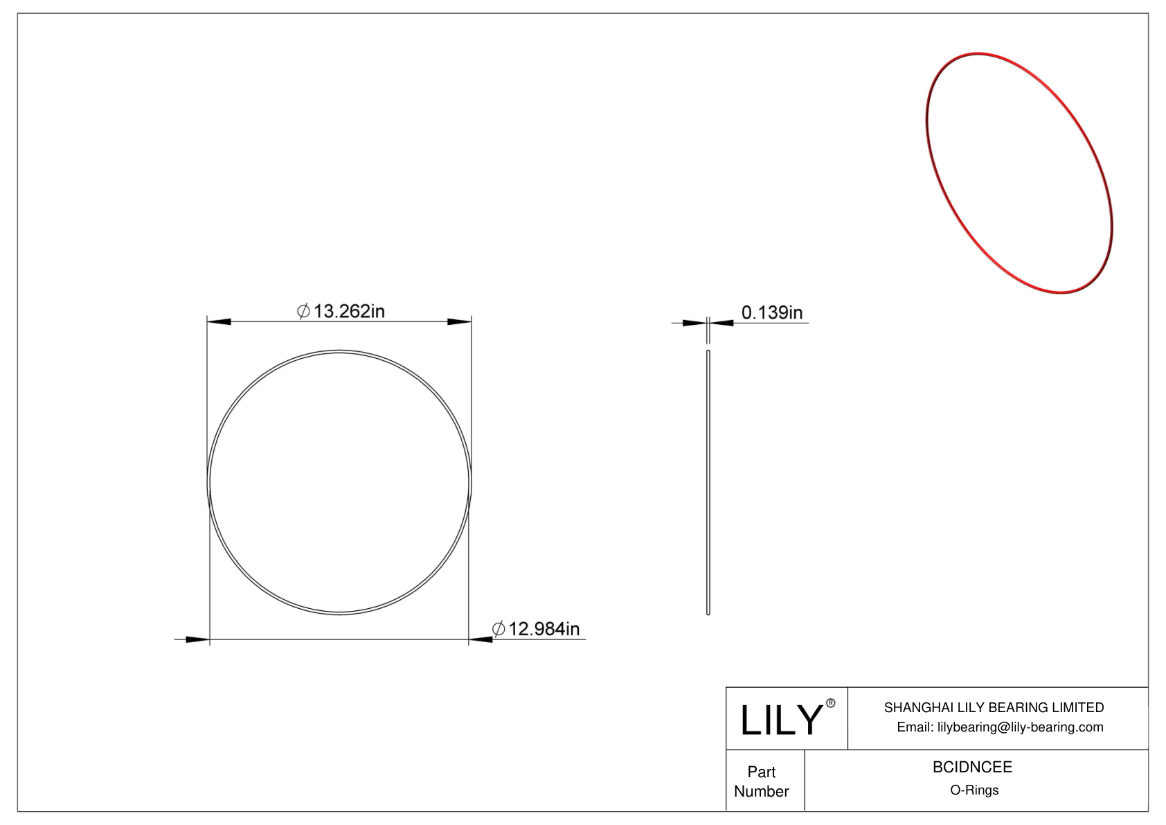 BCIDNCEE 圆形高温 O 形圈 cad drawing