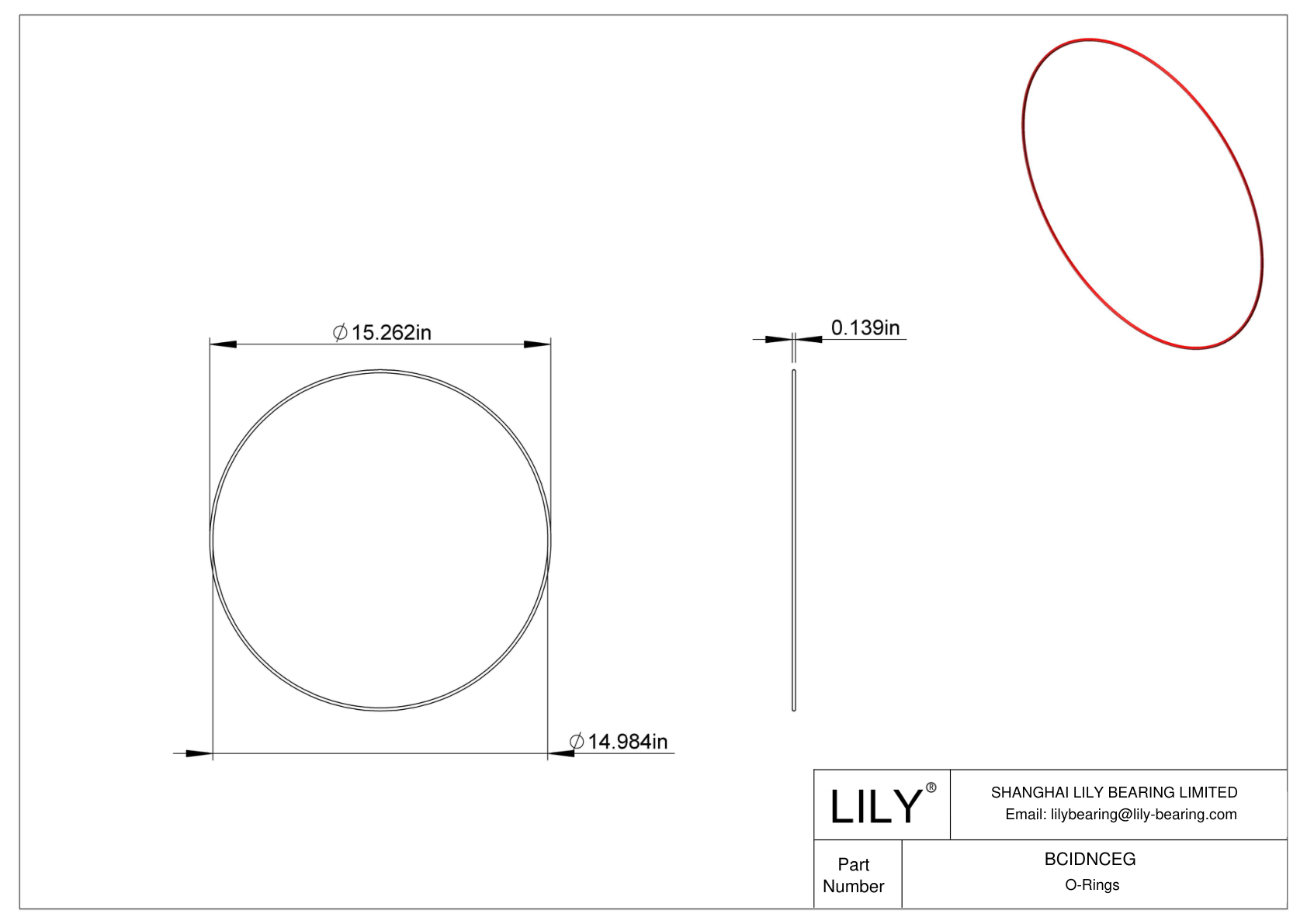 BCIDNCEG High Temperature O-Rings Round cad drawing