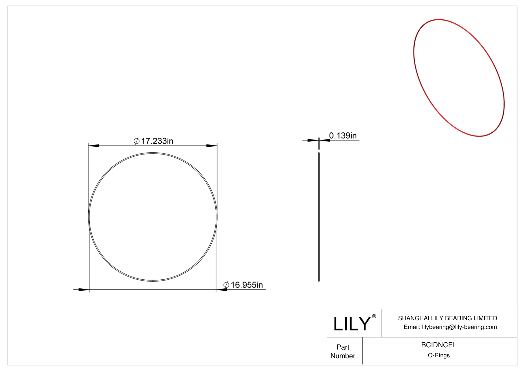 BCIDNCEI High Temperature O-Rings Round cad drawing