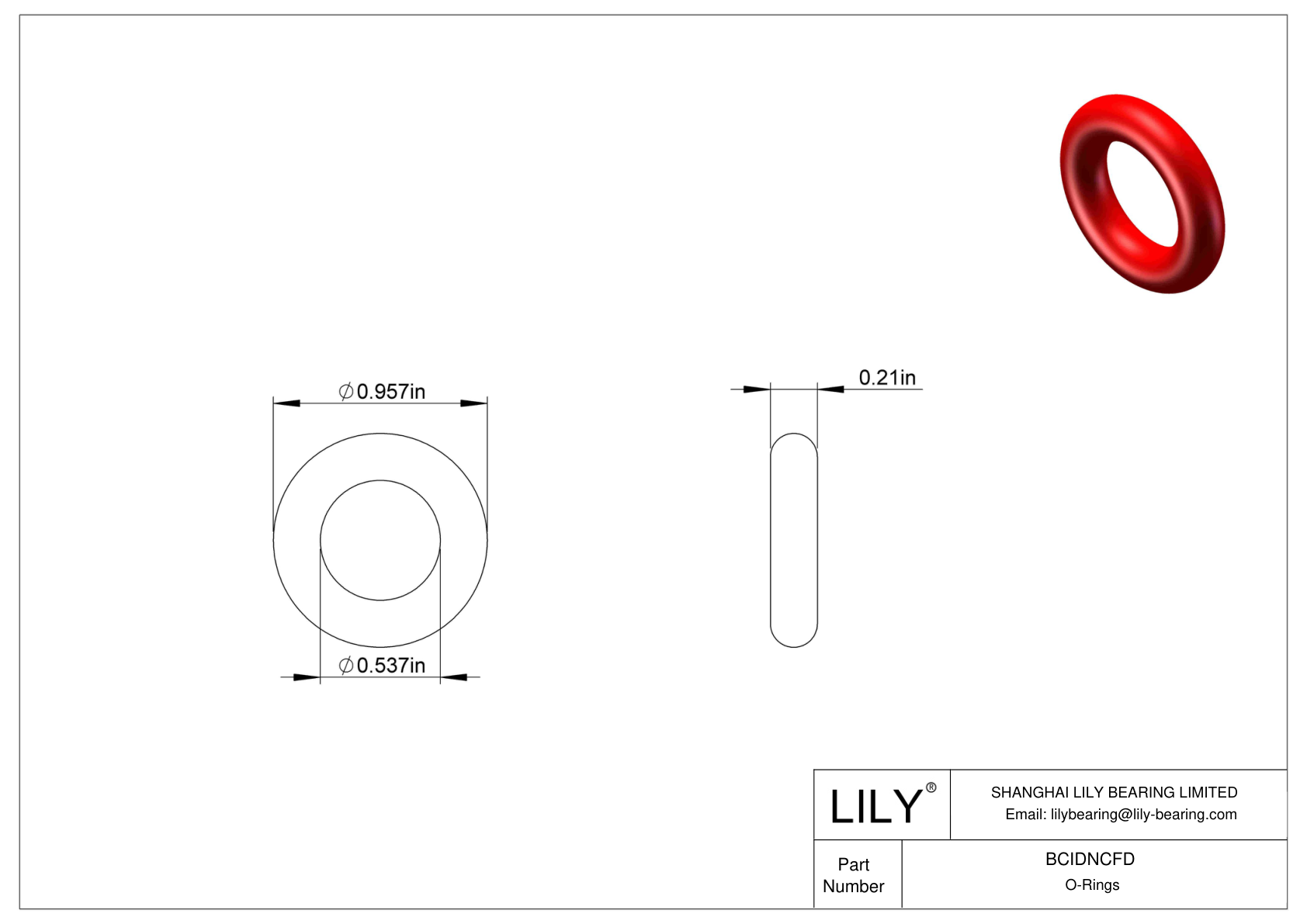 BCIDNCFD High Temperature O-Rings Round cad drawing