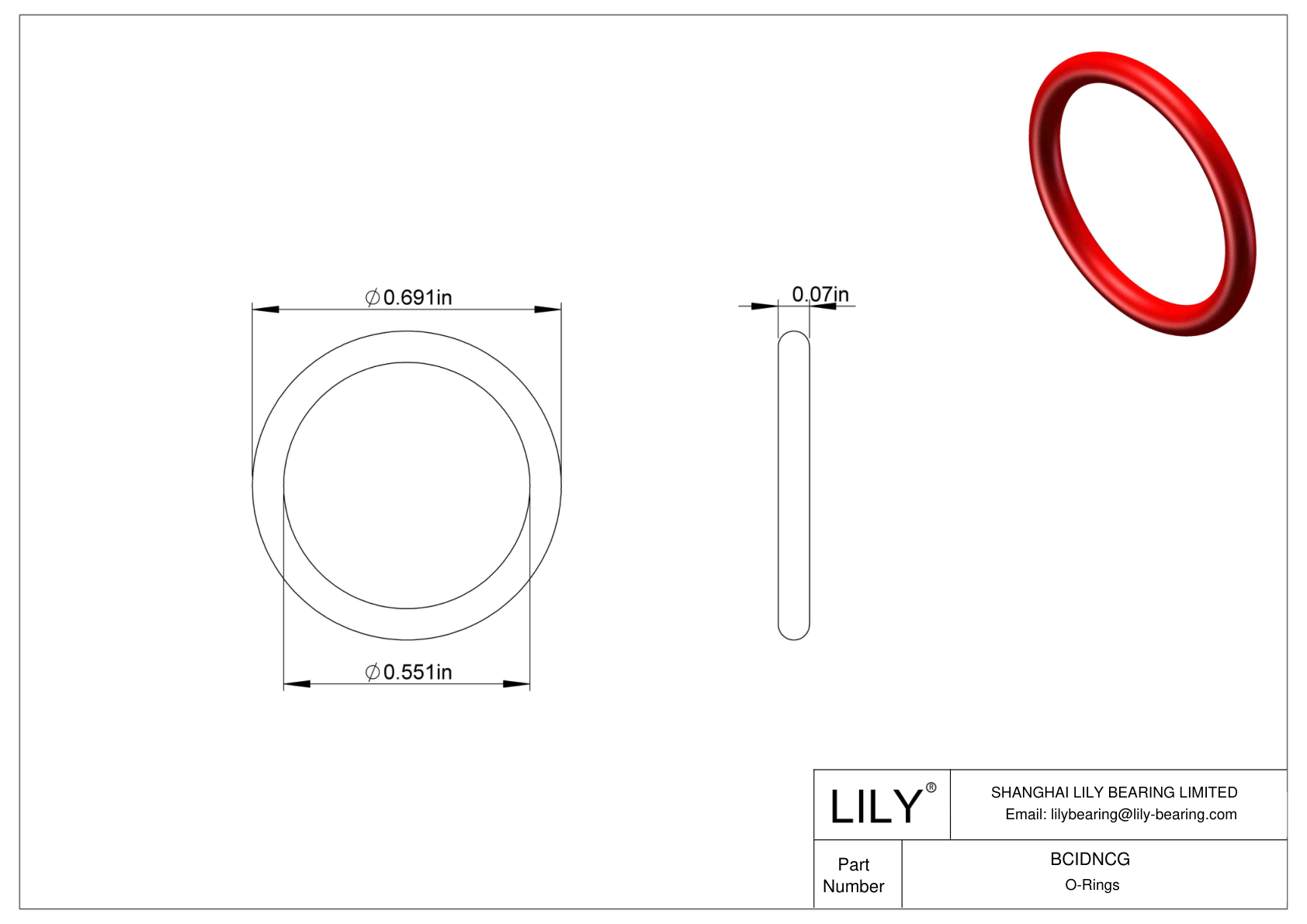 BCIDNCG High Temperature O-Rings Round cad drawing