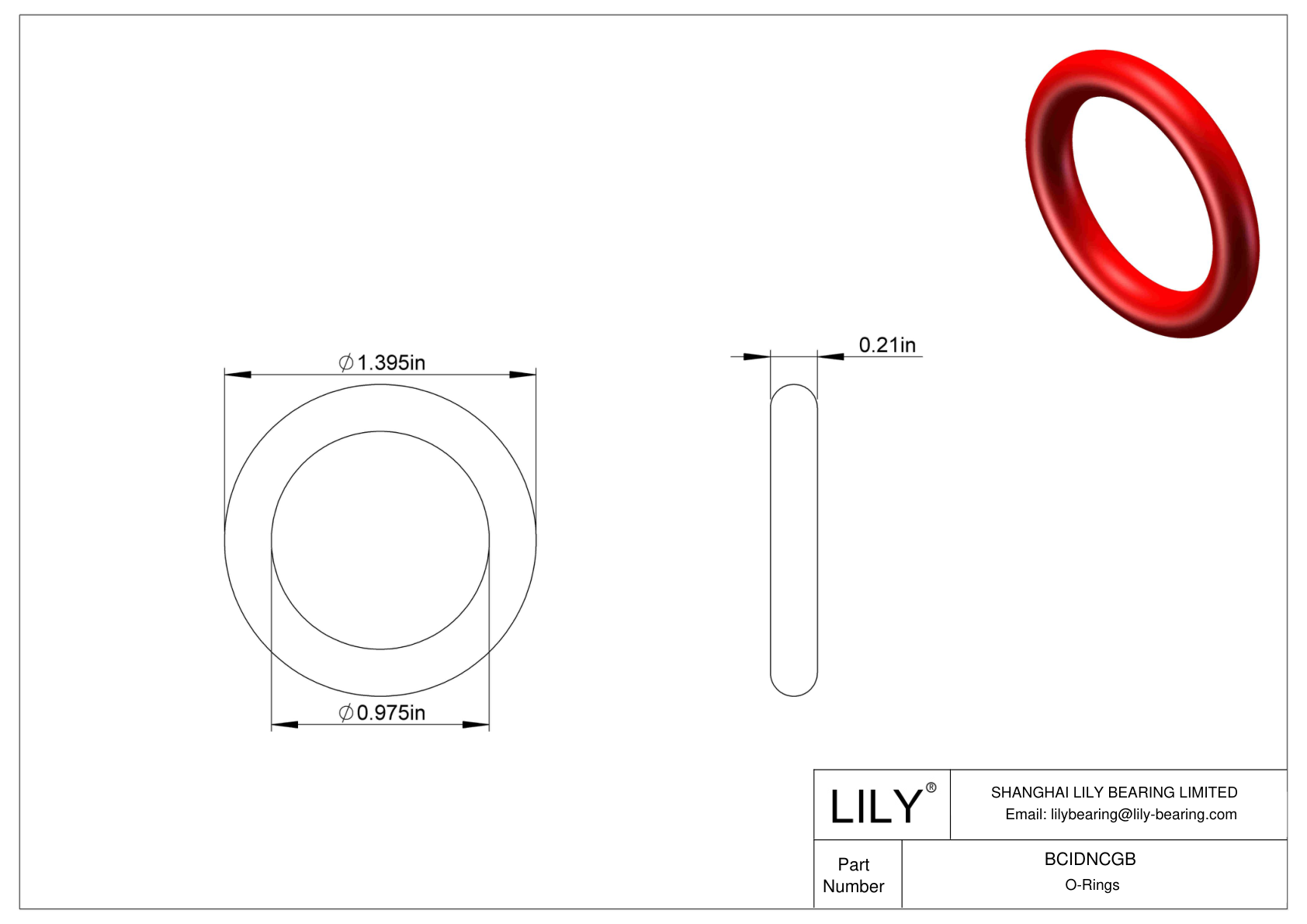 BCIDNCGB High Temperature O-Rings Round cad drawing