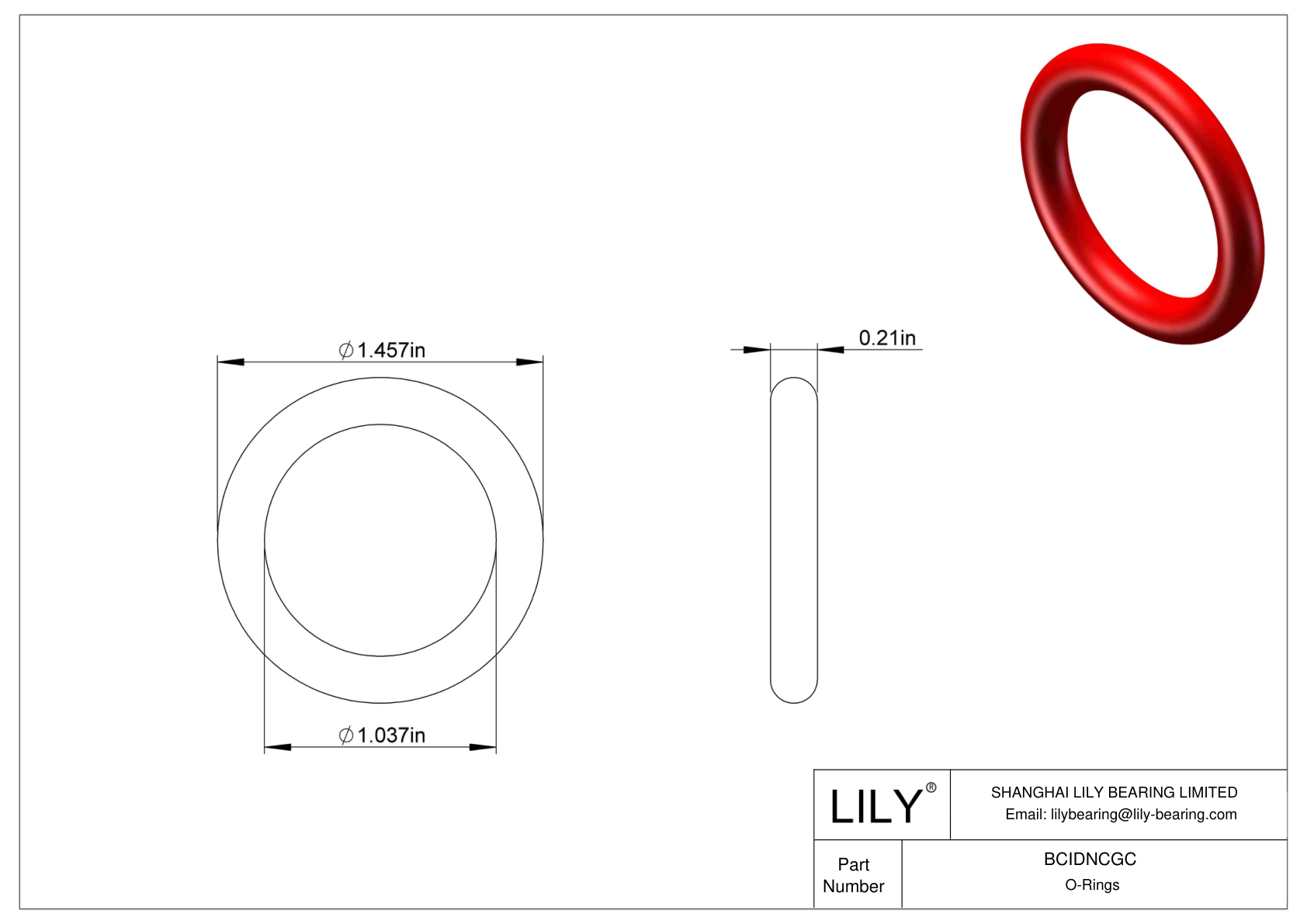 BCIDNCGC High Temperature O-Rings Round cad drawing