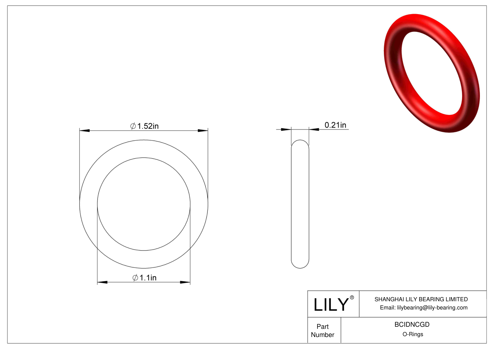 BCIDNCGD High Temperature O-Rings Round cad drawing