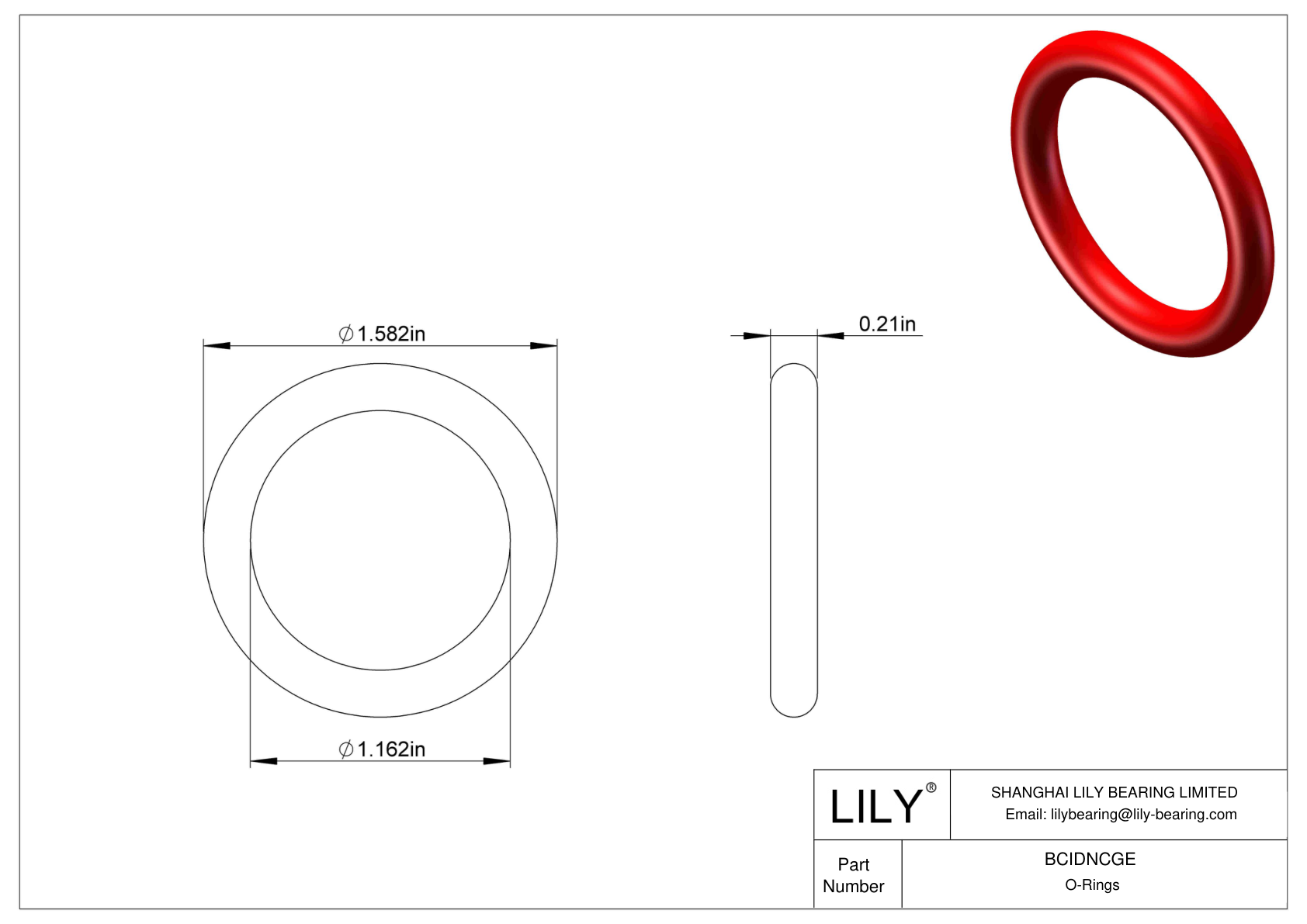 BCIDNCGE High Temperature O-Rings Round cad drawing