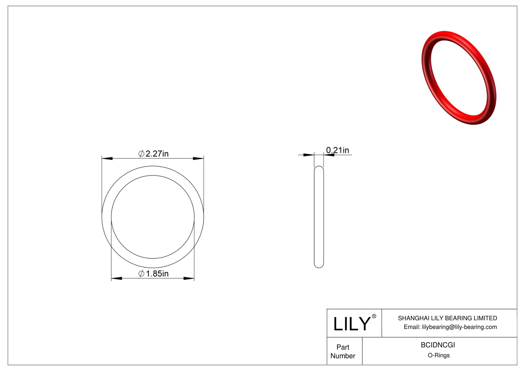 BCIDNCGI High Temperature O-Rings Round cad drawing