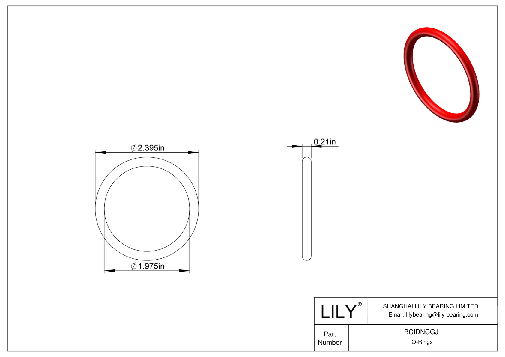 BCIDNCGJ High Temperature O-Rings Round cad drawing