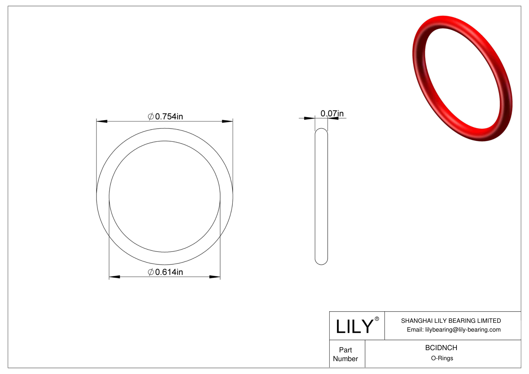 BCIDNCH High Temperature O-Rings Round cad drawing