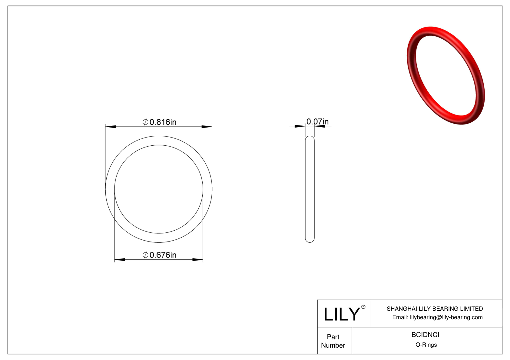 BCIDNCI High Temperature O-Rings Round cad drawing