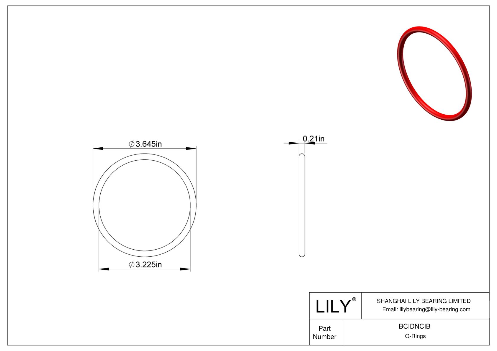 BCIDNCIB High Temperature O-Rings Round cad drawing