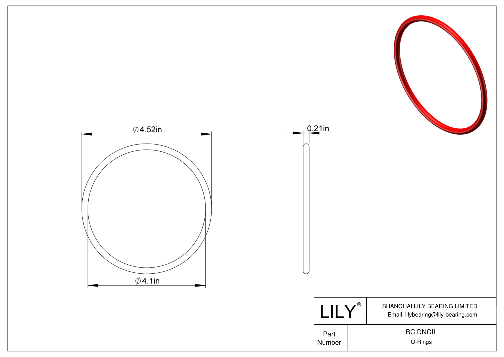 BCIDNCII High Temperature O-Rings Round cad drawing