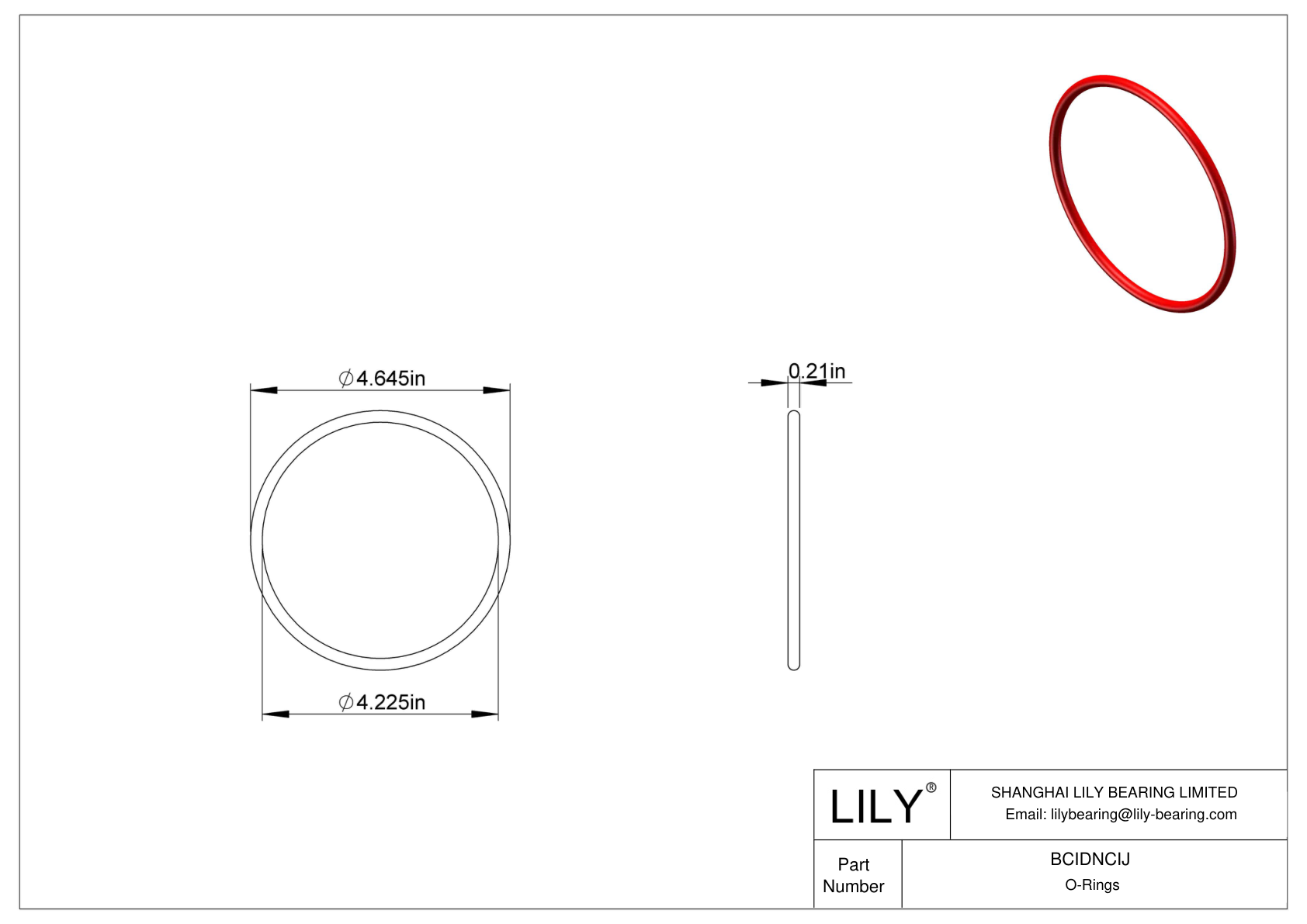 BCIDNCIJ High Temperature O-Rings Round cad drawing