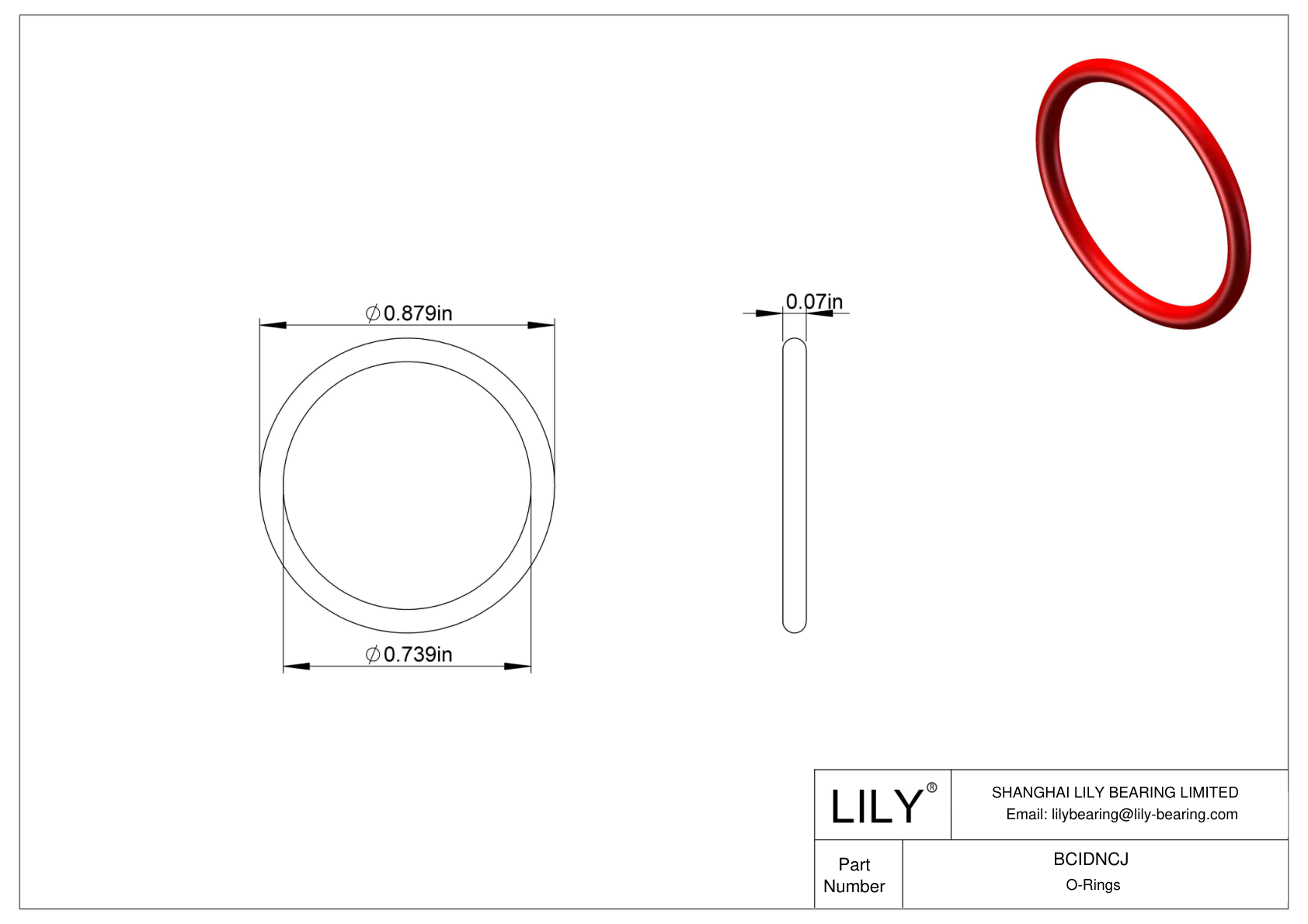 BCIDNCJ High Temperature O-Rings Round cad drawing