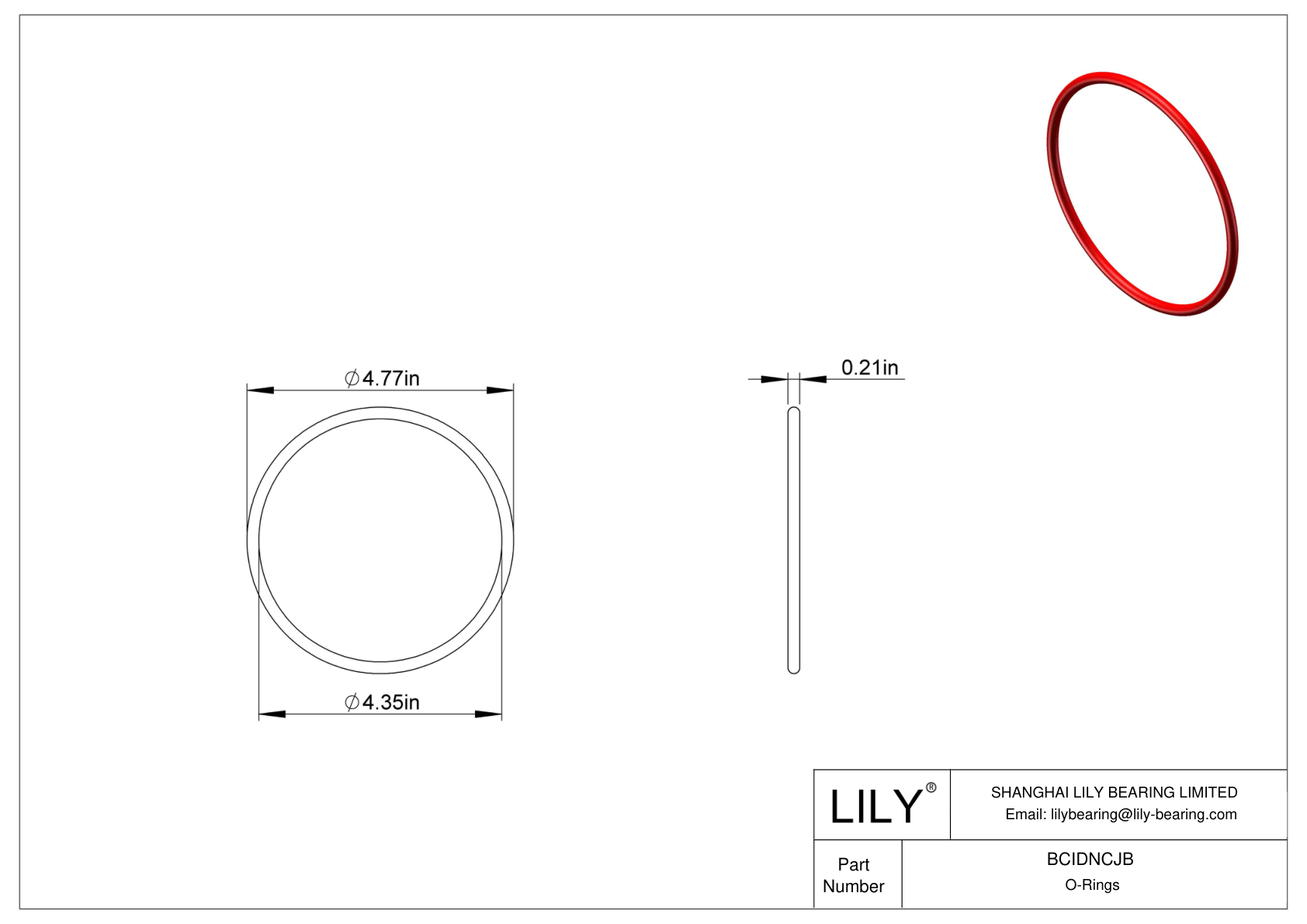 BCIDNCJB High Temperature O-Rings Round cad drawing