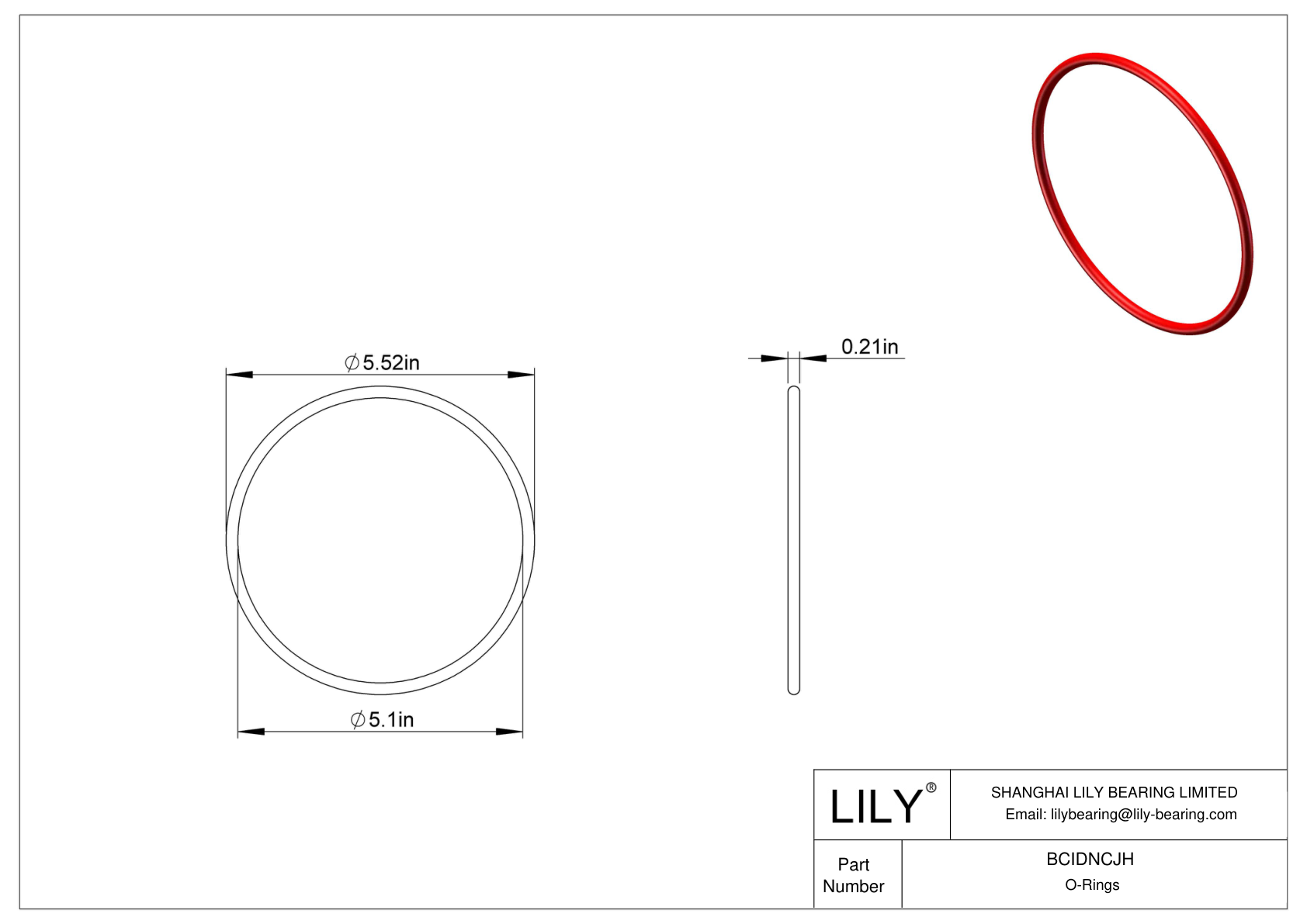 BCIDNCJH High Temperature O-Rings Round cad drawing