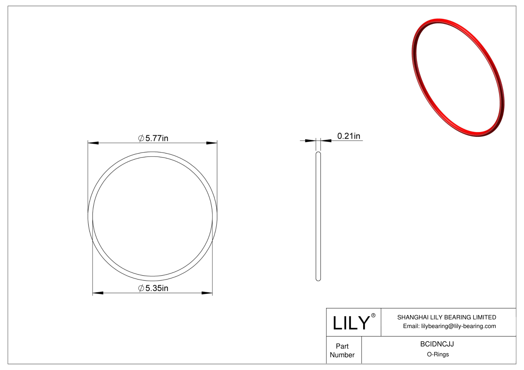 BCIDNCJJ High Temperature O-Rings Round cad drawing