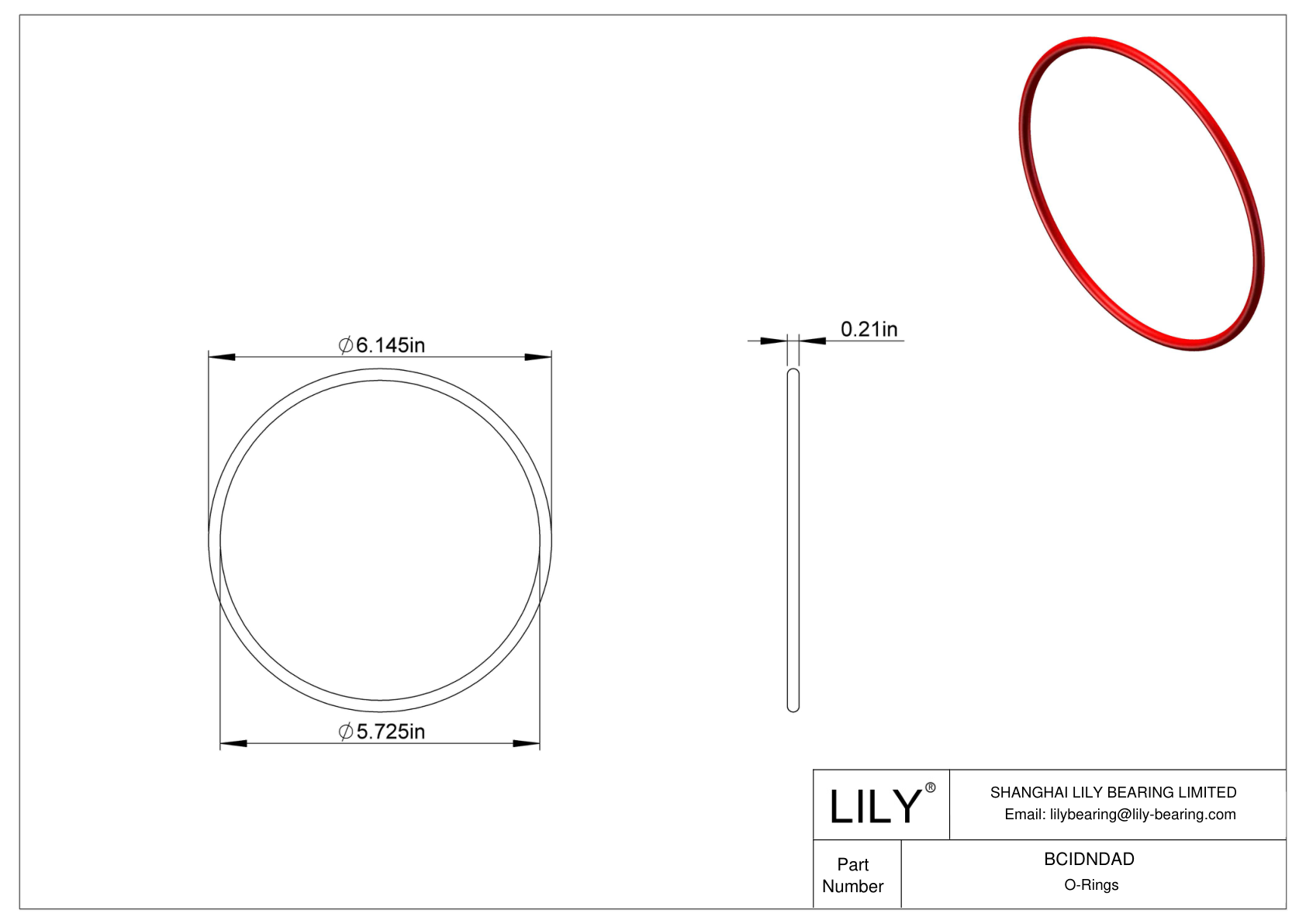 BCIDNDAD High Temperature O-Rings Round cad drawing