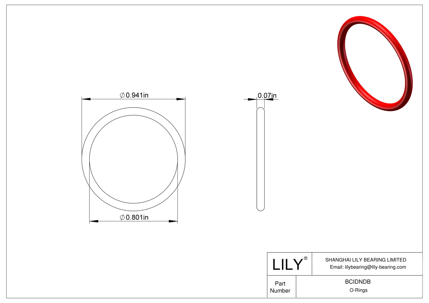 BCIDNDB High Temperature O-Rings Round cad drawing