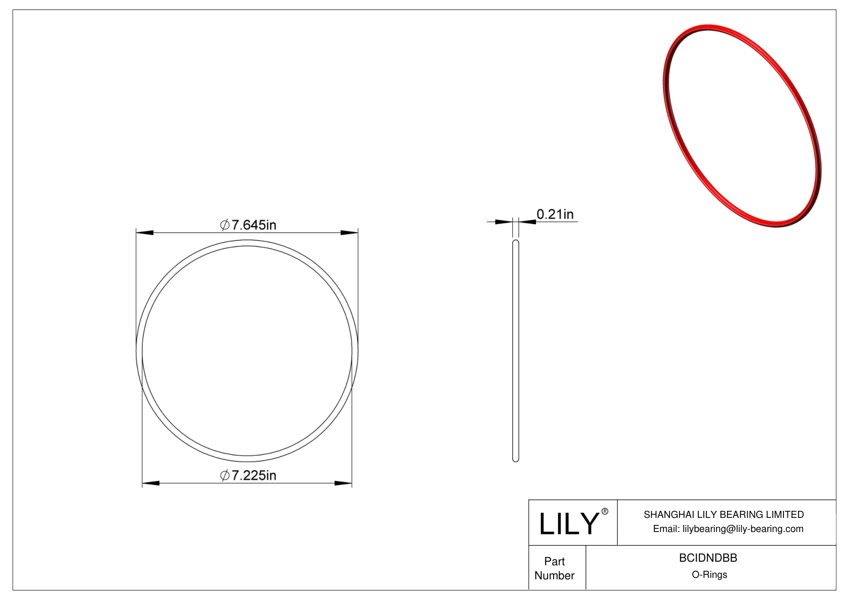 BCIDNDBB High Temperature O-Rings Round cad drawing