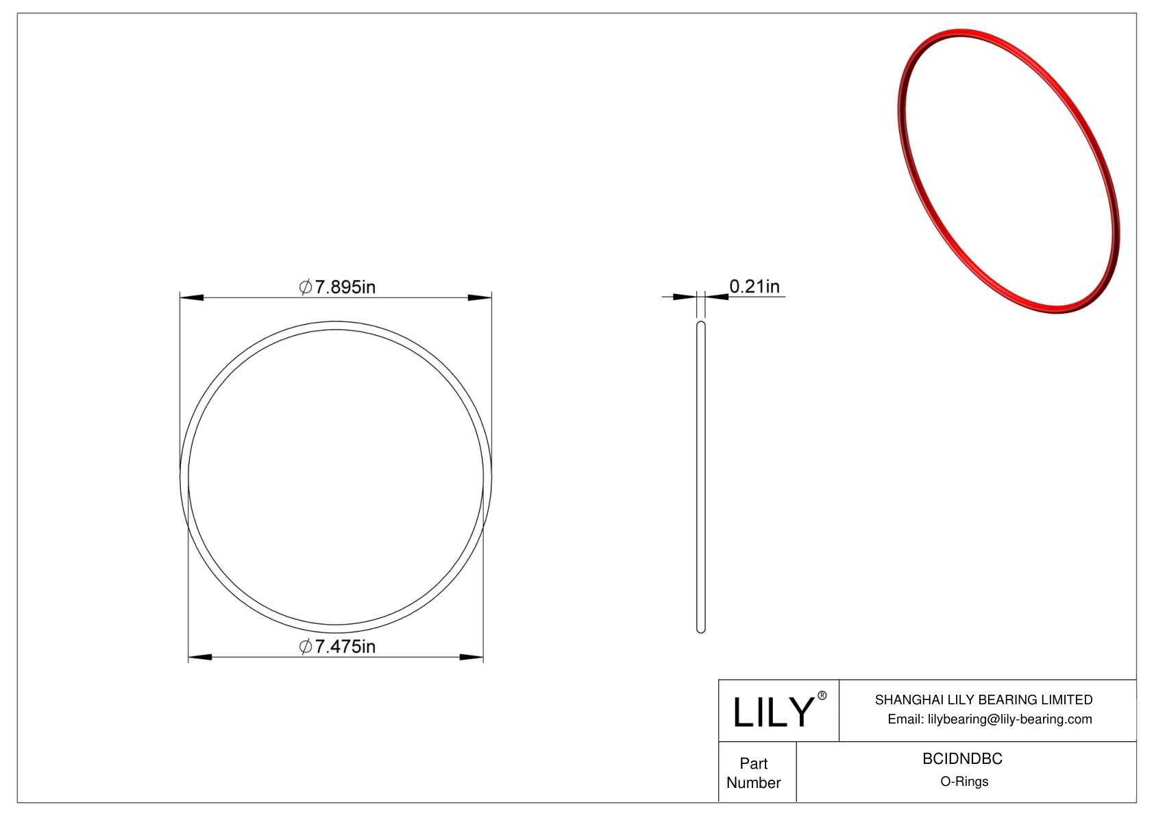 BCIDNDBC High Temperature O-Rings Round cad drawing