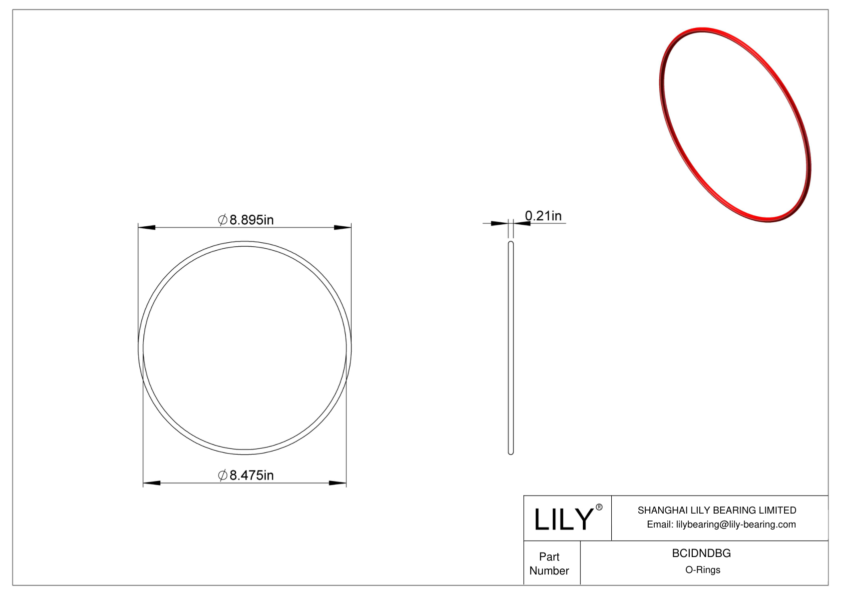 BCIDNDBG High Temperature O-Rings Round cad drawing